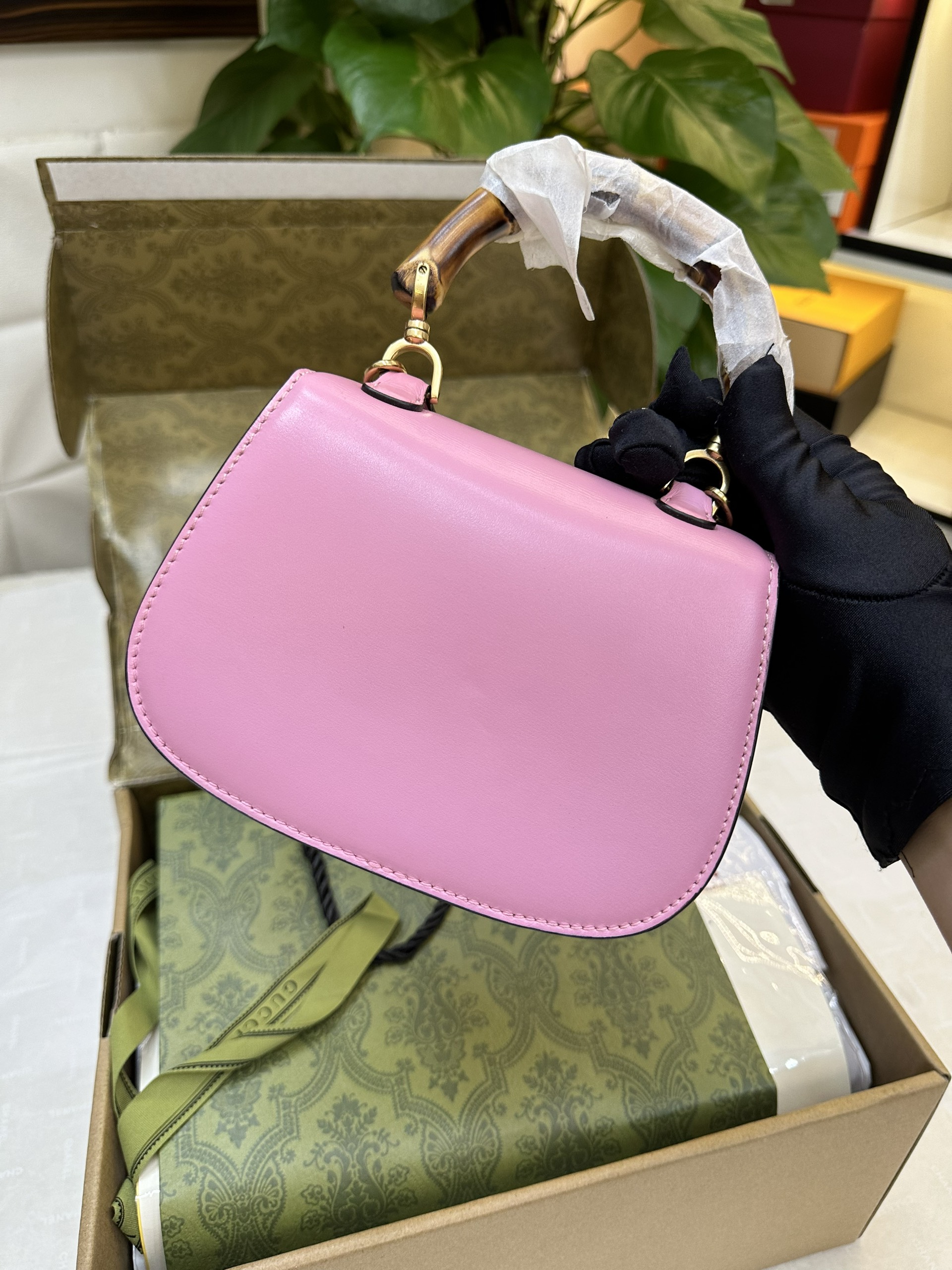 Túi Gucci Bamboo 1947 Mini Top Handle Bag Pink Leather Vip Màu Hồng Size 17cm