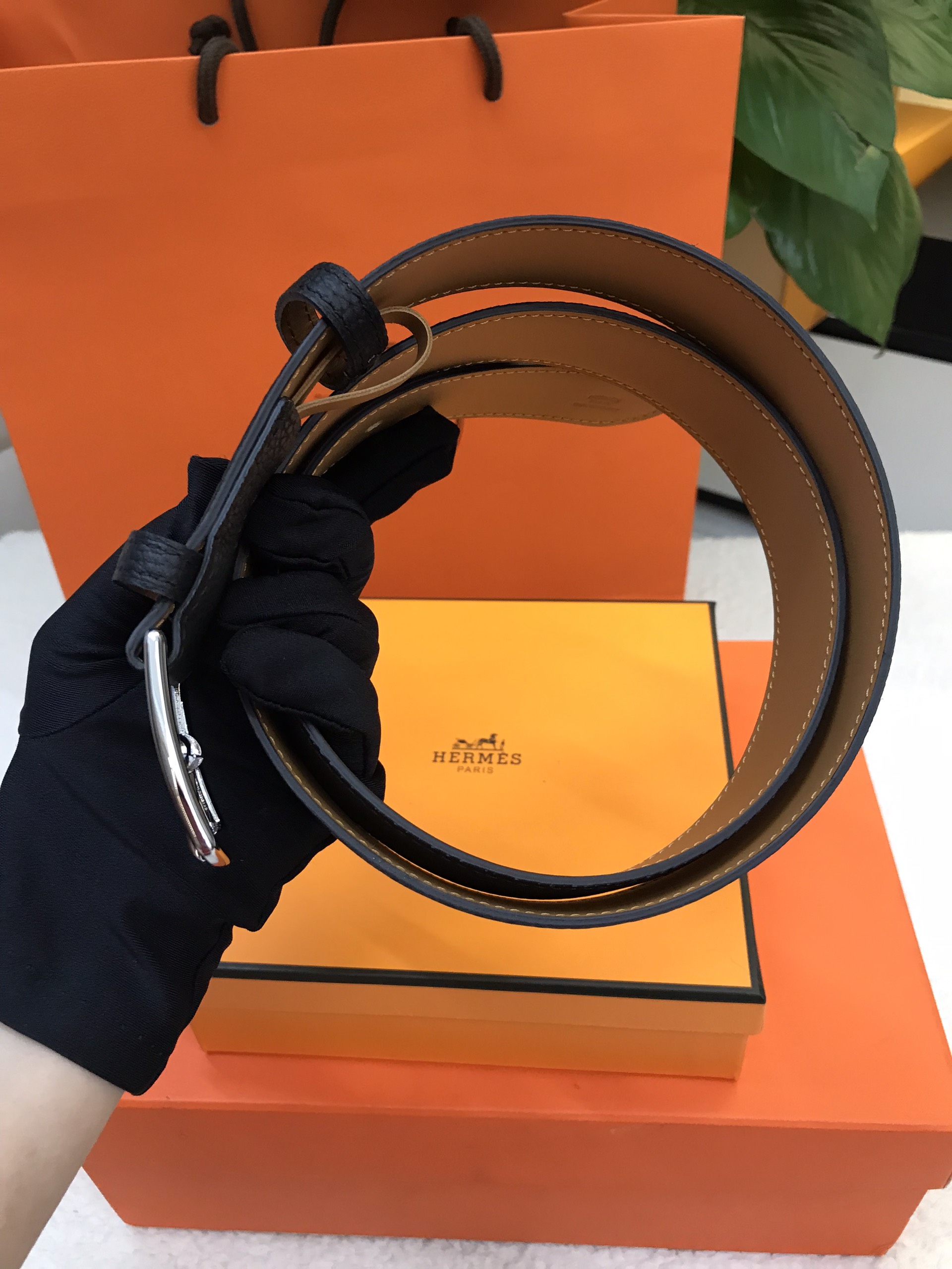 Thắt lưng Hermes Etriviere 32 Belt VIP Màu Đen Size 100-115cm