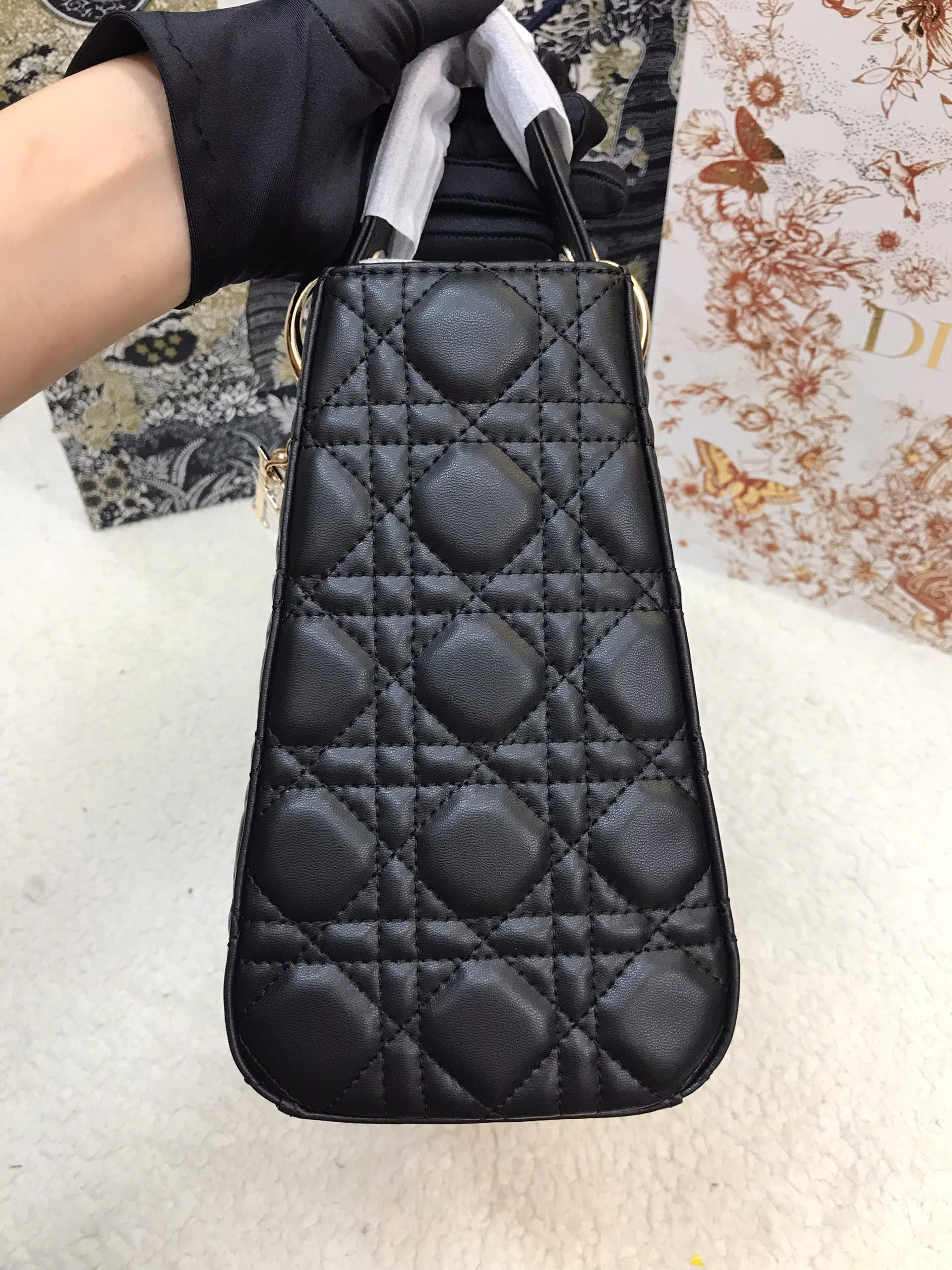 Túi Medium Lady Dior Bag Super Màu Đen Size 24cm