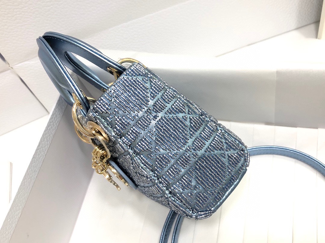 Túi Xách Dior Lady Siêu Cấp Mini Màu Xanh Ngọc Size 12 x 10.2 x 5 cm S0856