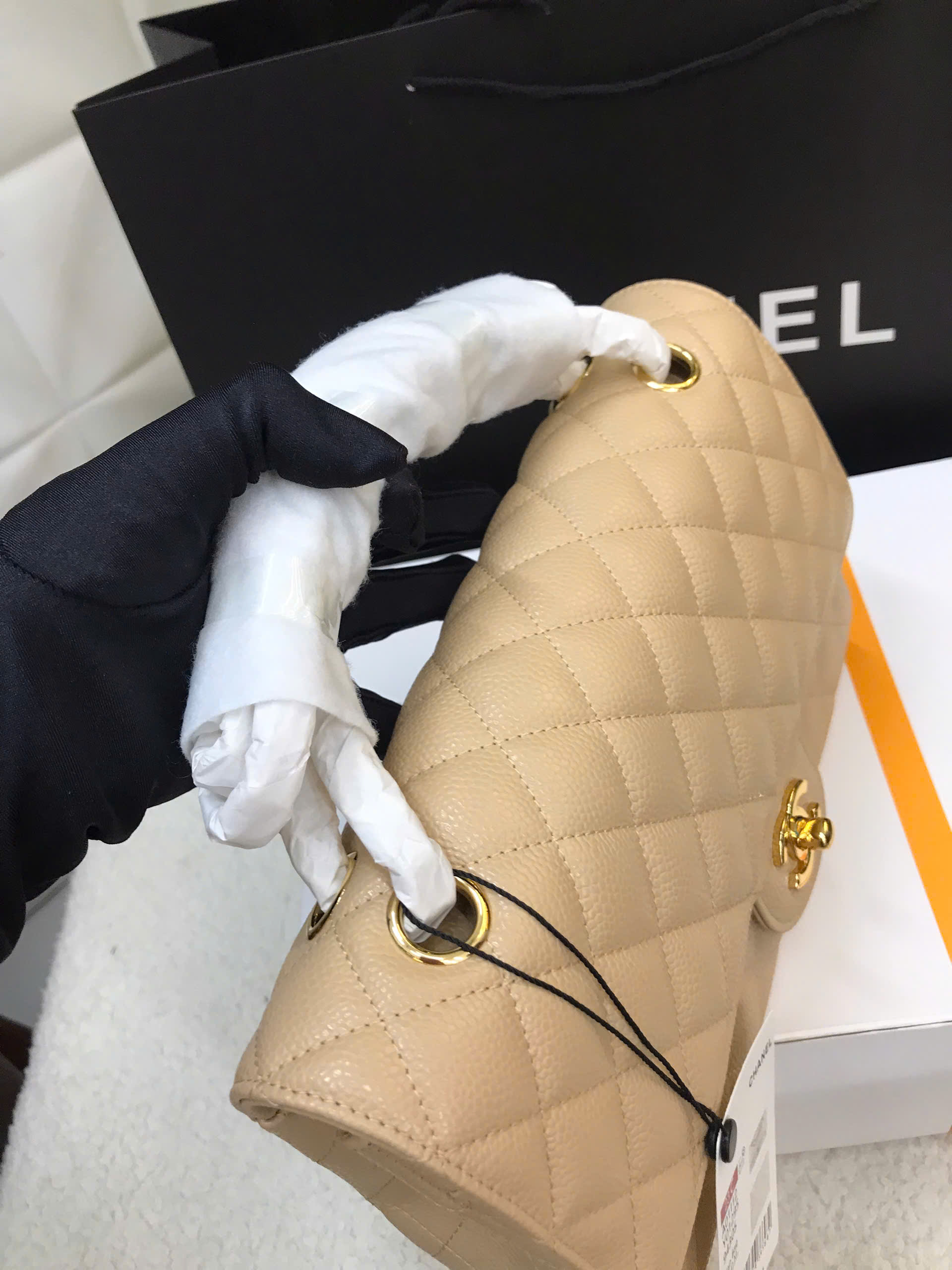 Túi Chanel Medium Classic Flap Beige Siêu Cấp Màu Be Size 25cm