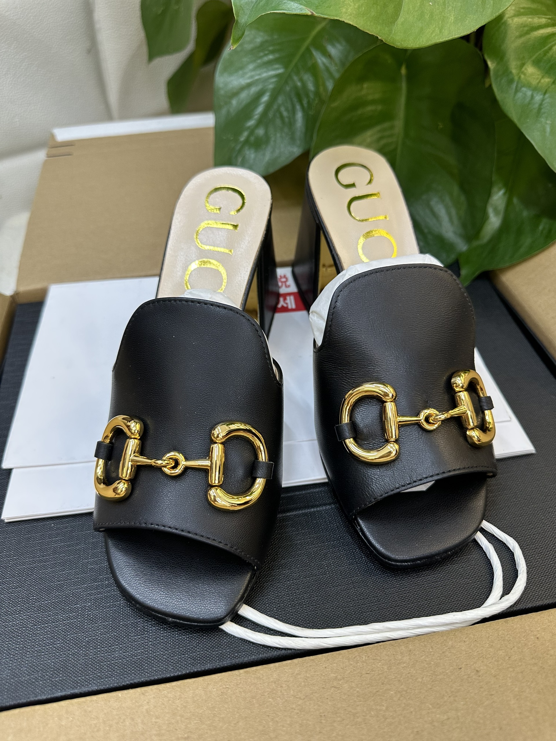 Giày Gucci Wonmen Slide Sandal Horsebit Siêu Cấp Màu Đen Size 35
