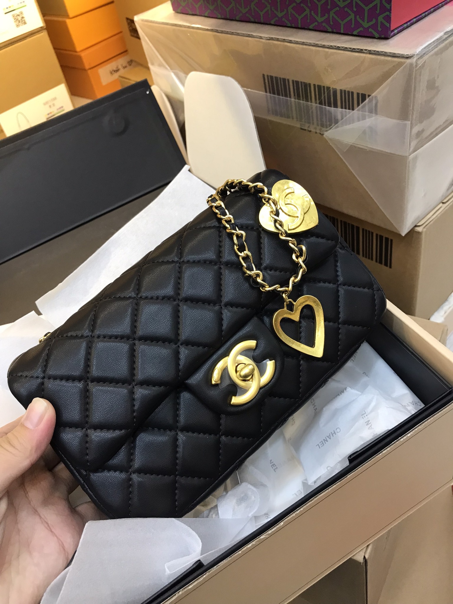Túi Xách Chanel Super Heart Charms Mini Flap Bag Size 20cm