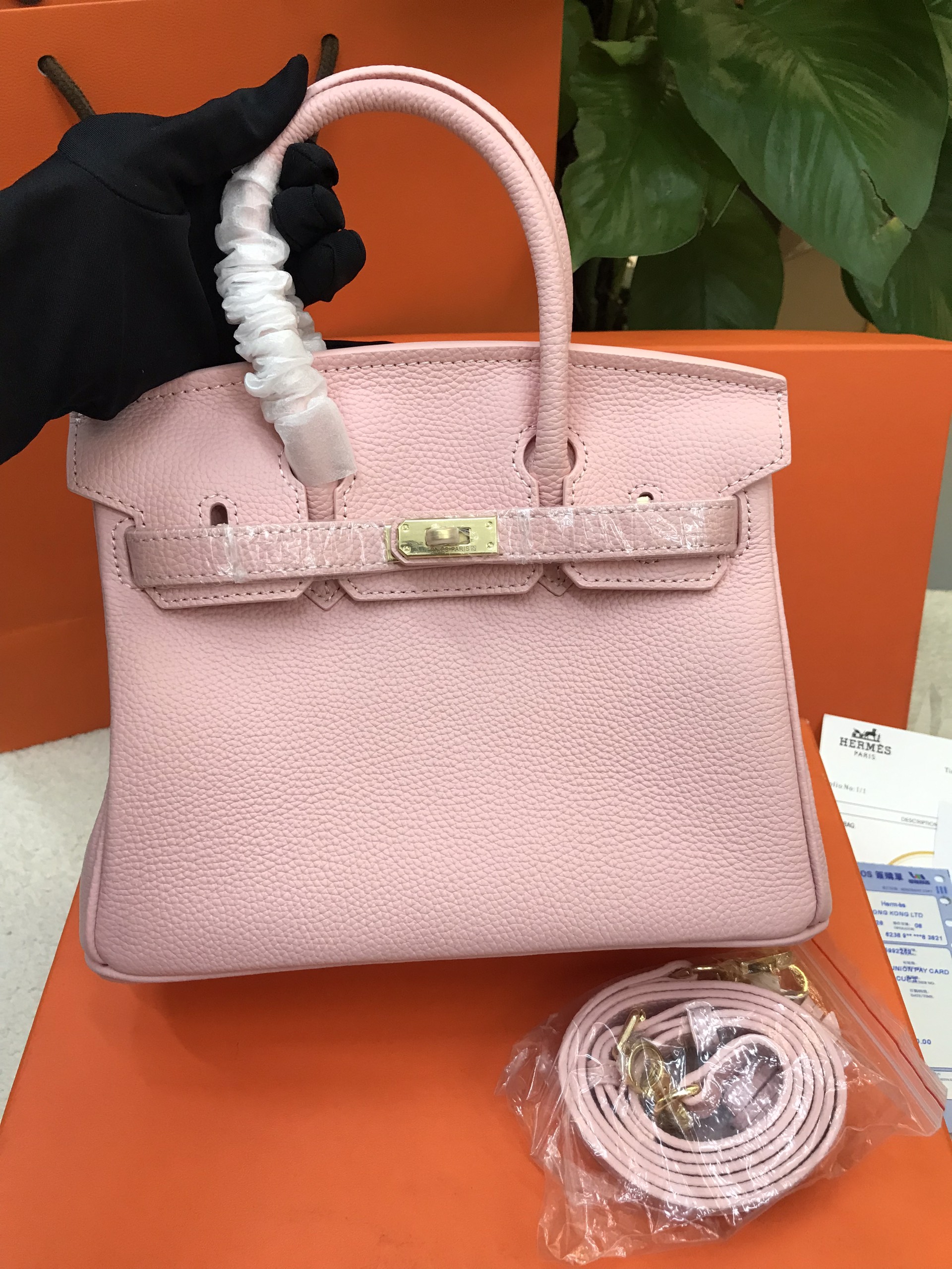 Túi Hermes Birkin 25 Màu Hồng Nhạt Khóa Vàng Size 25cm