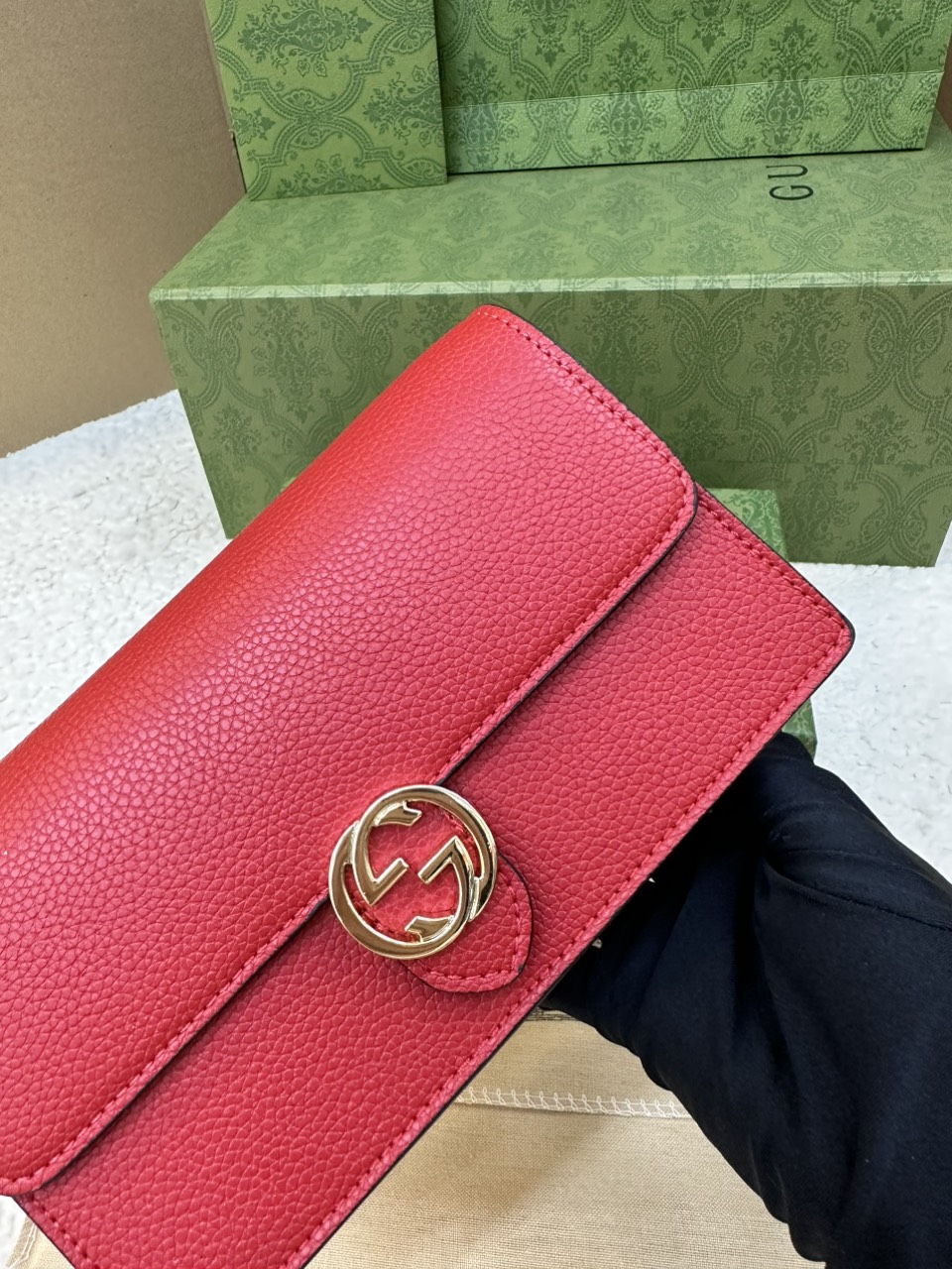 Túi/Ví Gucci Long Wallet Interlocking Super G GG Logo Màu Đỏ Size 20cm 615524