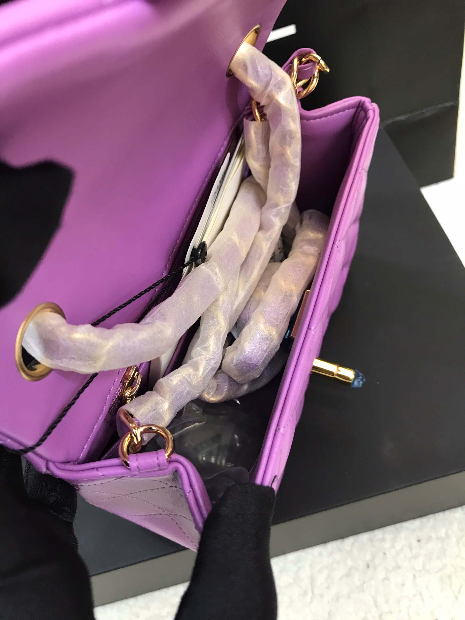Túi Chanel Purple Quilted Lambskin Square Mini Flap Bag Siêu Cấp Màu Tím Size 17cm