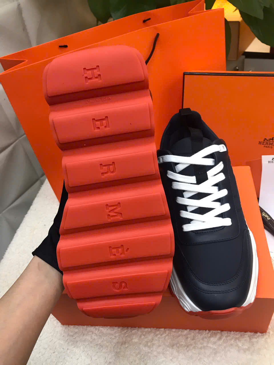 Giày Hermes Tenis Impulse Color Marine Vip Màu Xanh Size 43