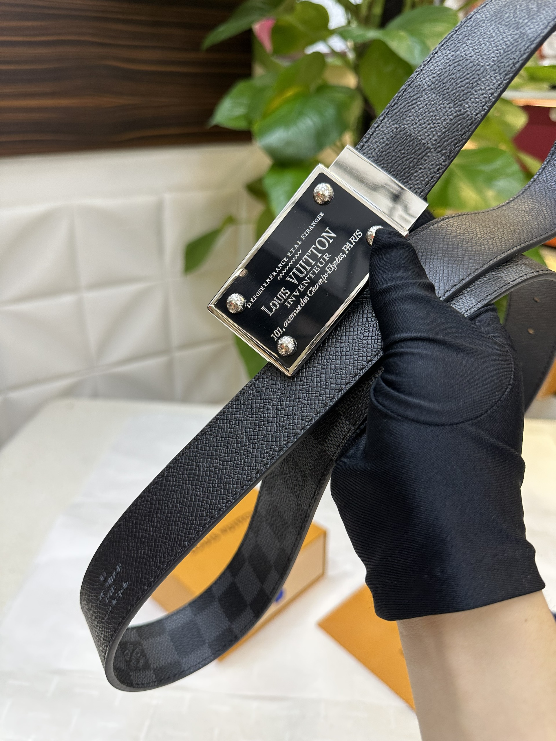 Thắt Lưng LV Damier Toile Graphite Ceinture Réversible Inventeur SIêu Cấp