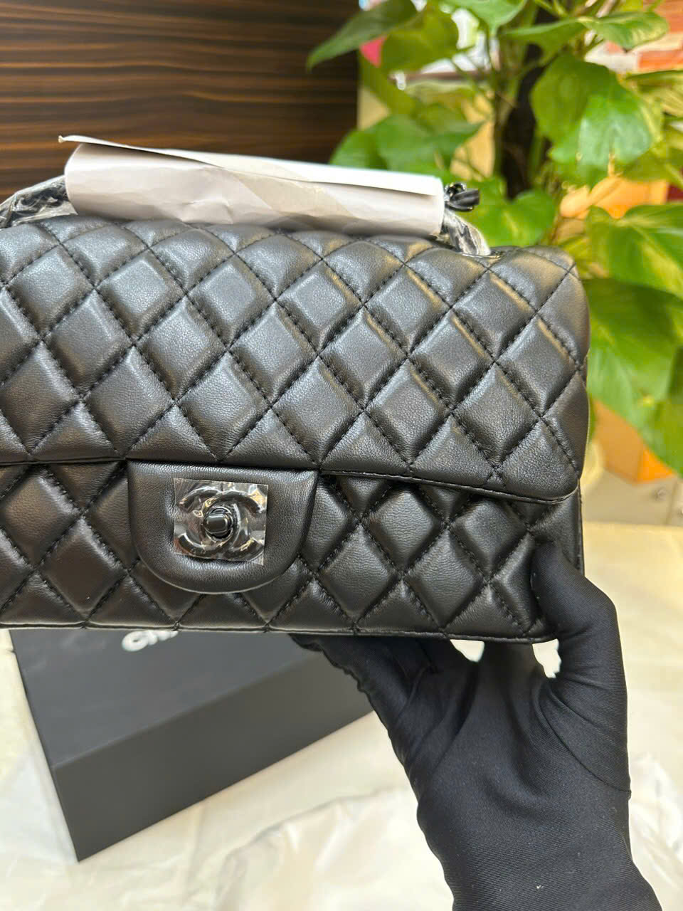 Túi Chanel Classic Flap Super Màu Đen Khóa Đen Size 25cm