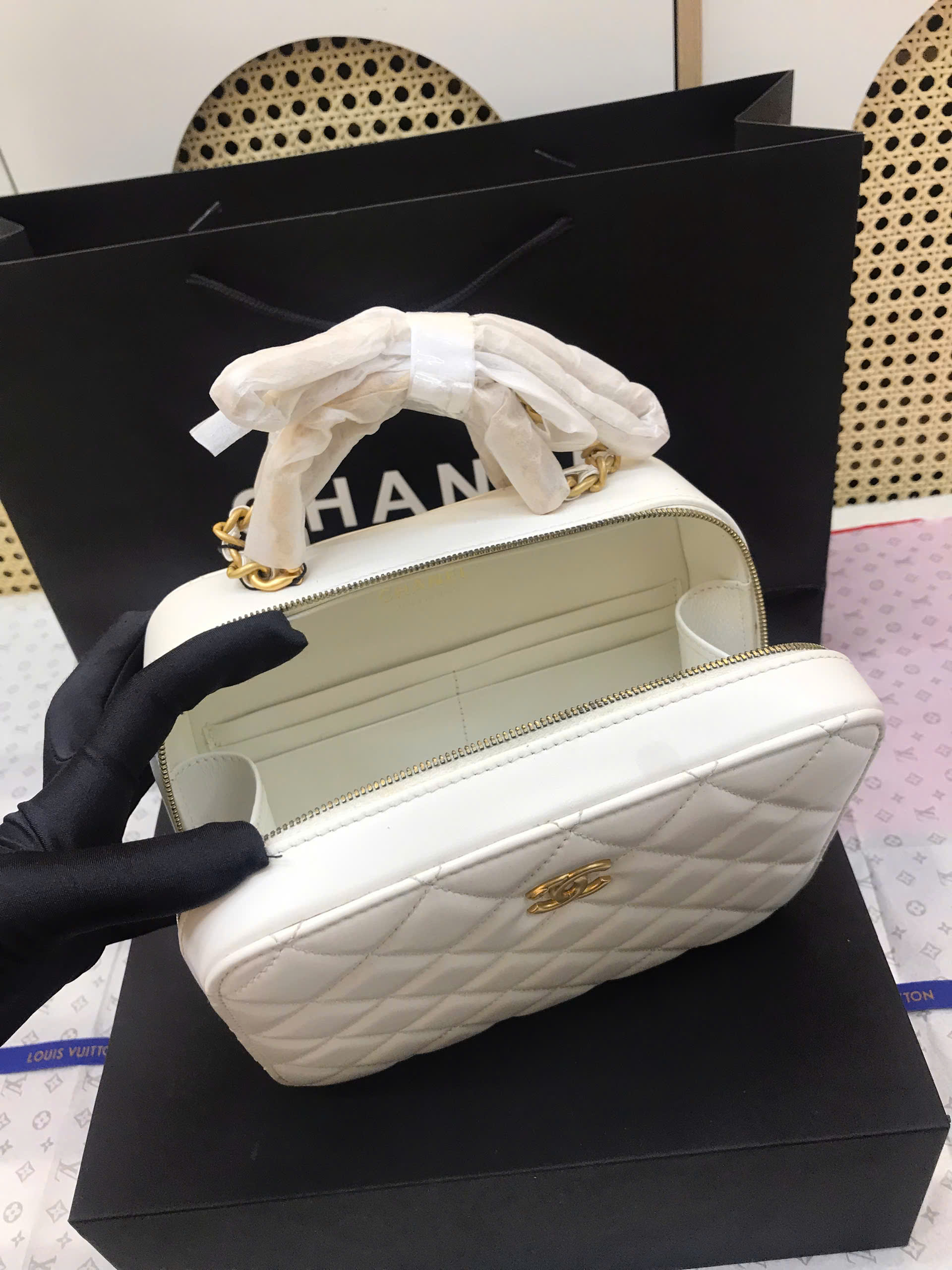 Túi Chanel Vanity White Bag Siêu Cấp Màu Trắng Size 20cm