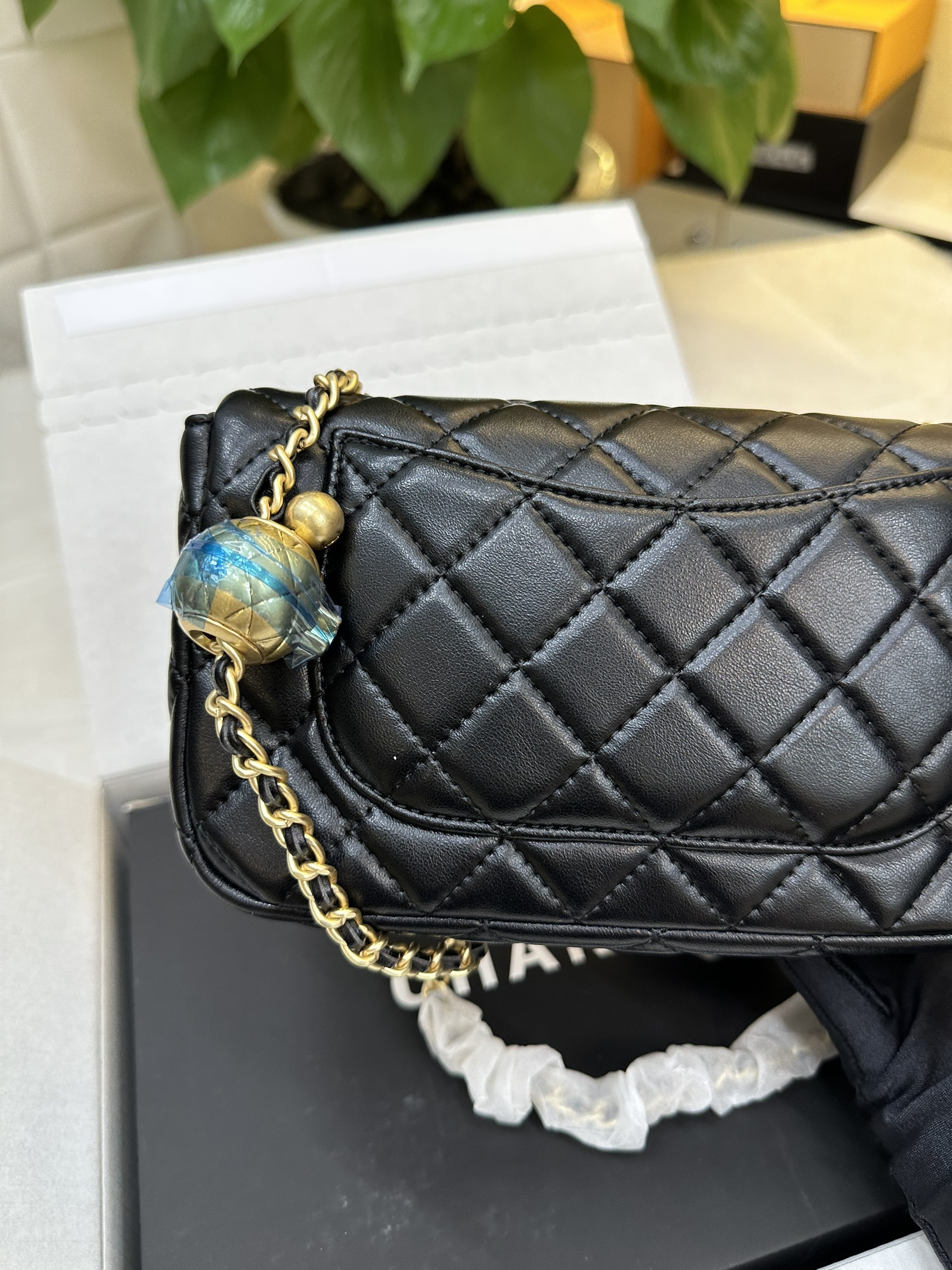 Túi Chanel Square Pearl Crush Super Màu Đen Size 20cm