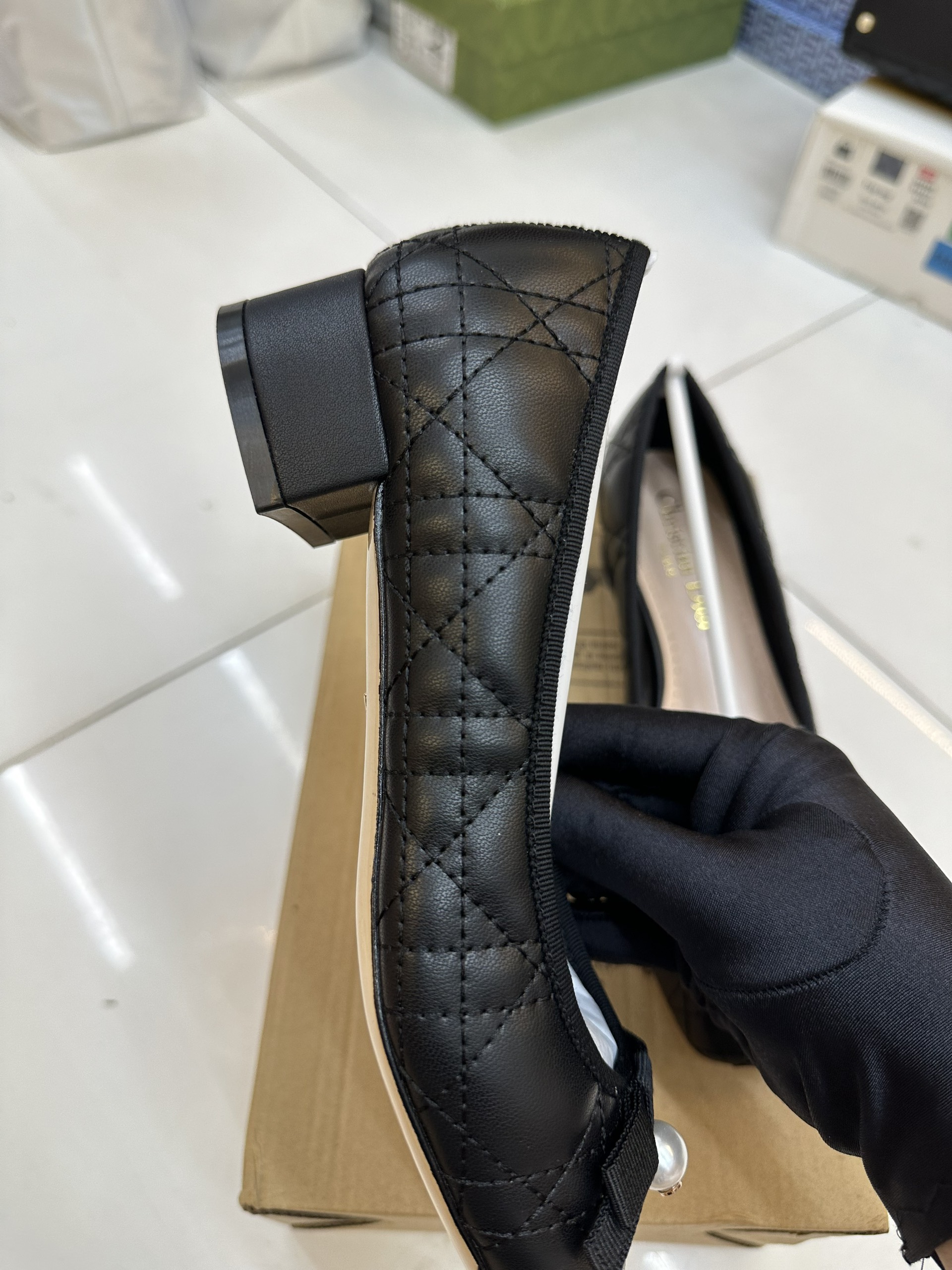 Giày Dior Ballet Pump Black Quilted Cannage Calskin Reference Siêu Cấp Size 35