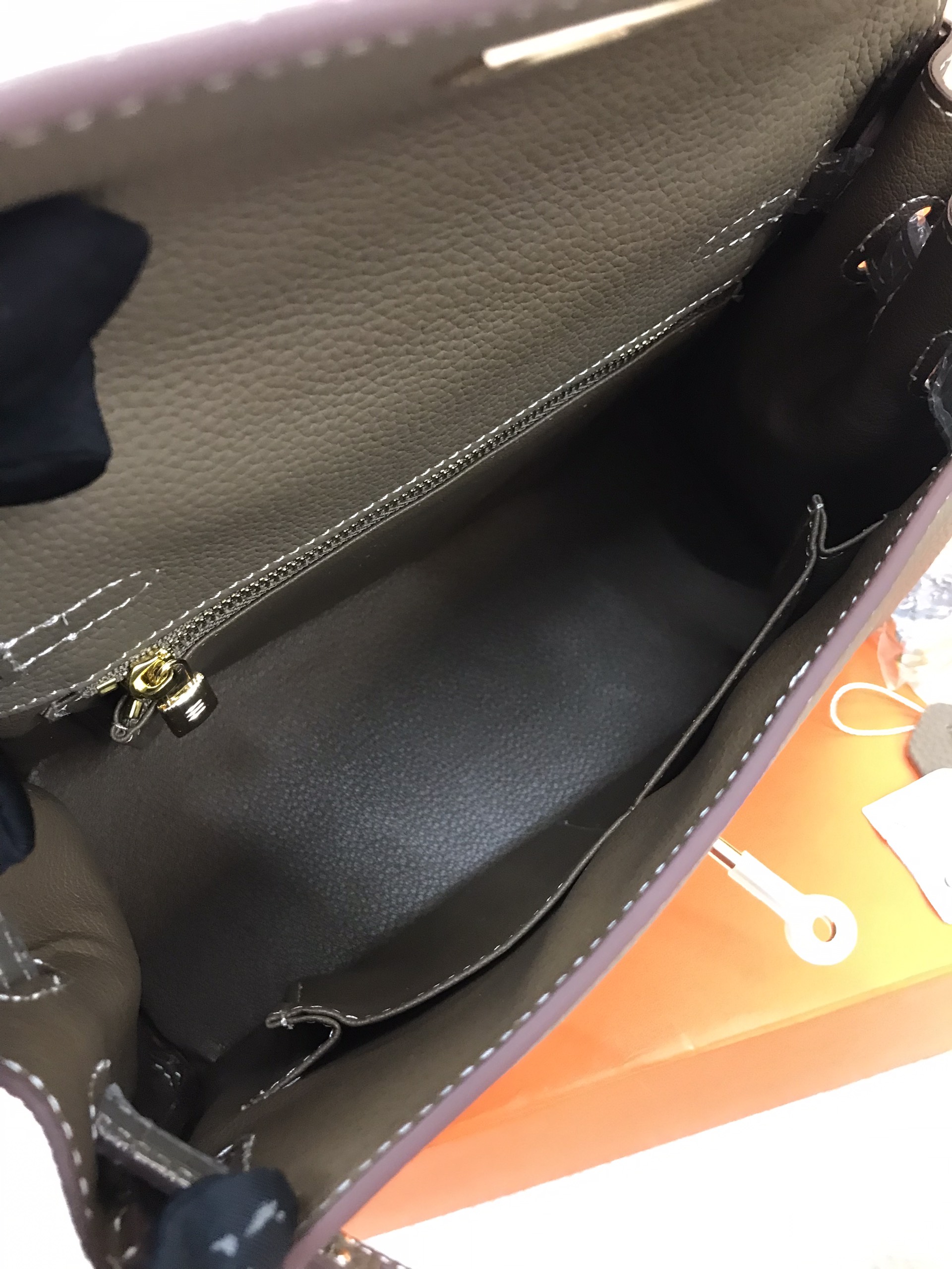 Túi Hermes Kelly 25 Da Mềm Màu Xám Khóa Vàng Size 25cm