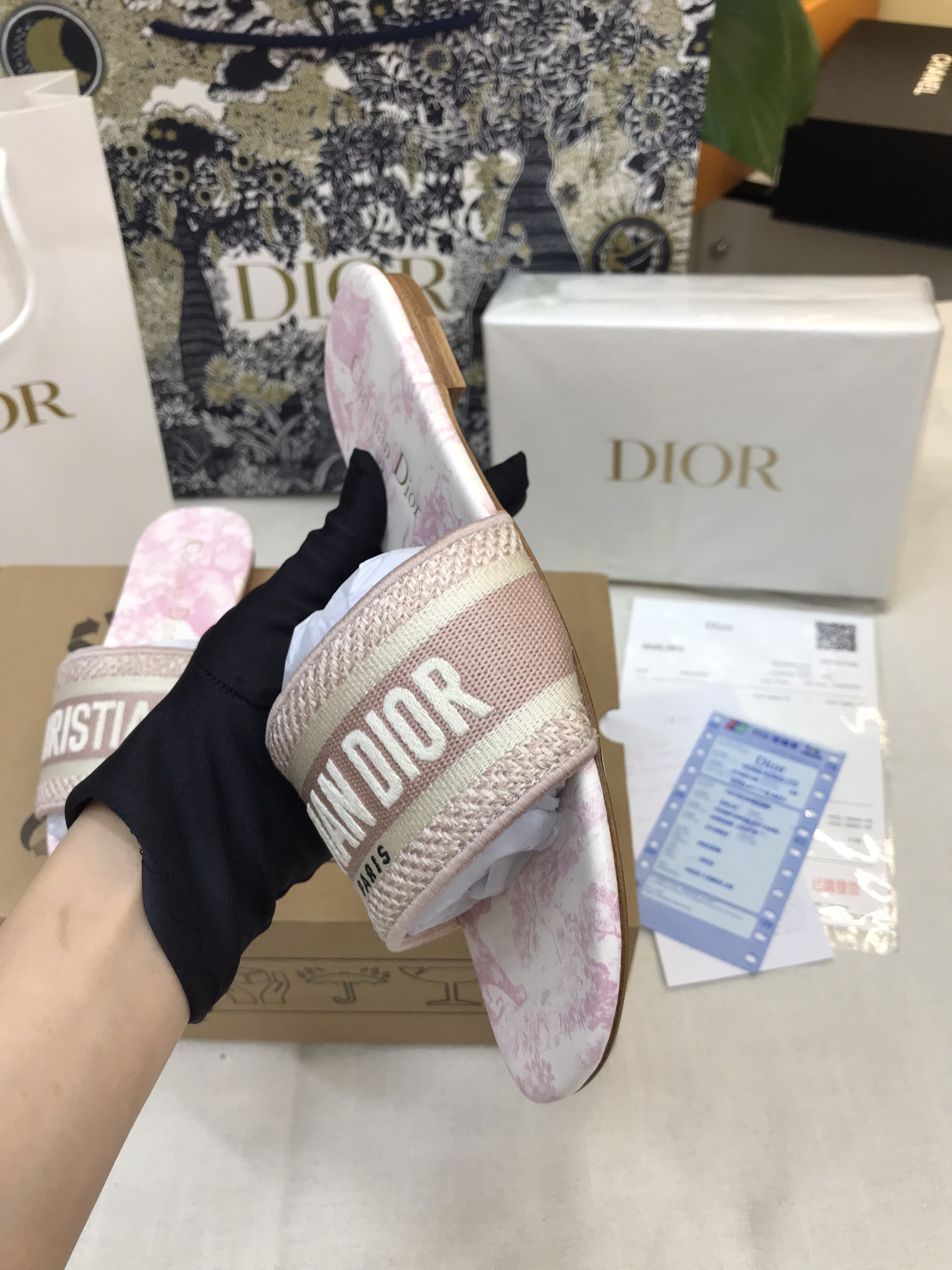 Dép Dioriviera Dway Slide Candy Pink Siêu Cấp Size 37