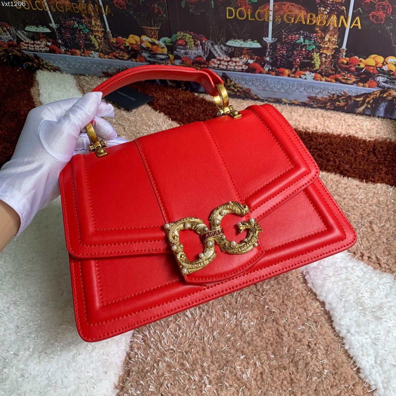 Túi Xách Dolce & Gabbana Amore Màu Đỏ size 27cm