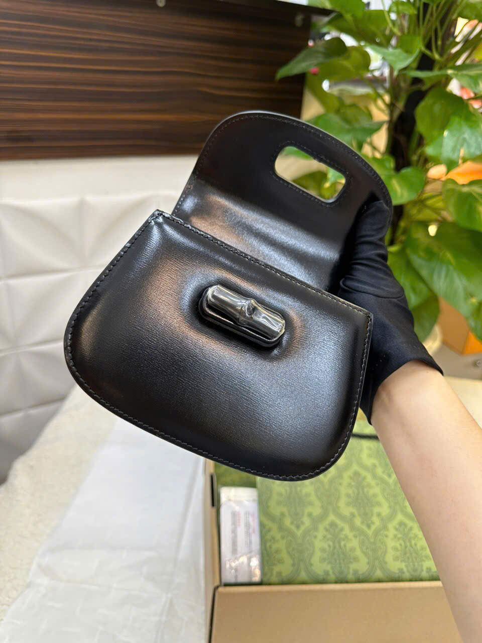 Túi Gucci Bamboo 1947 Mini Top Handle Bag Black Vip Size 17cm