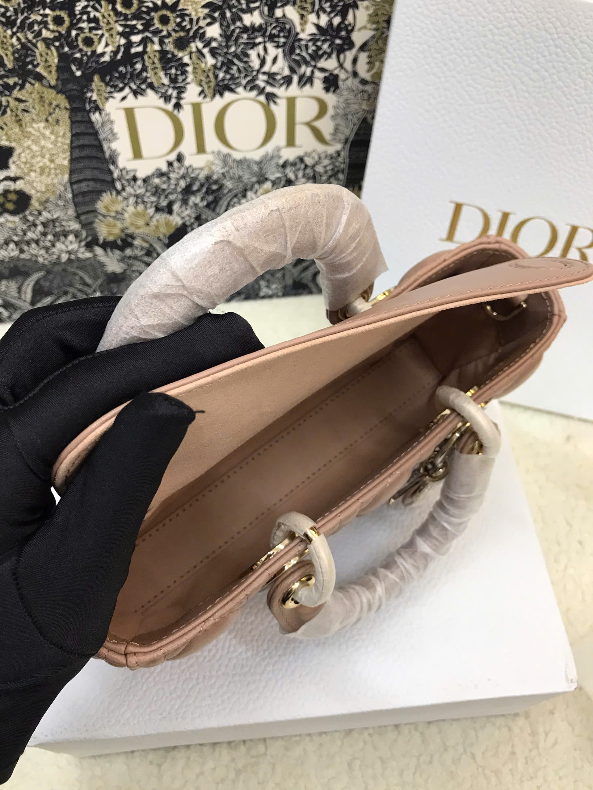 Túi Dior Small Lady D-Joy Bag Pale Pink Cannage Lambskin Siêu Cấp Màu Hồng Size 22cm