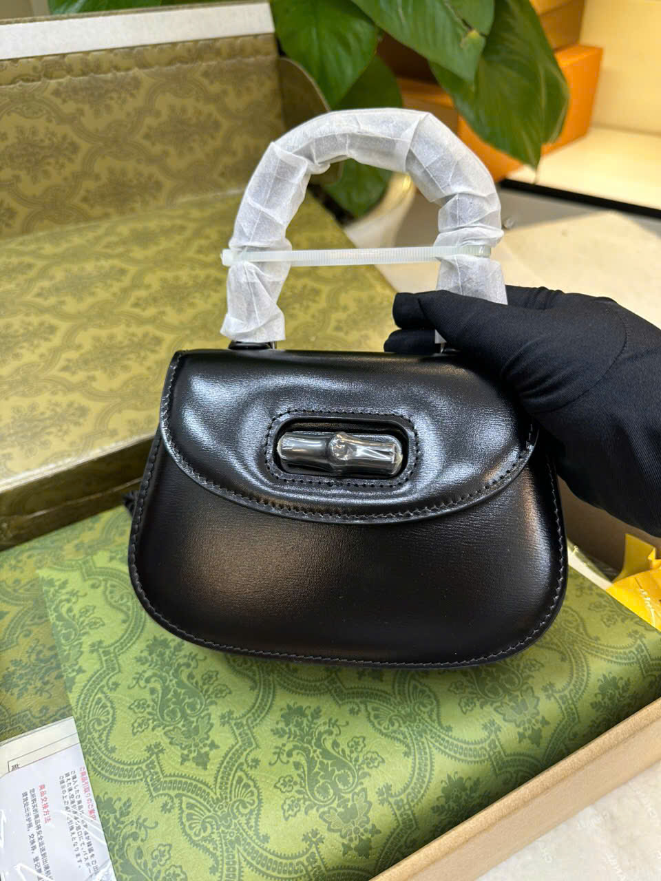 Túi Gucci Bamboo 1947 Mini Top Handle Bag Black Vip Size 17cm