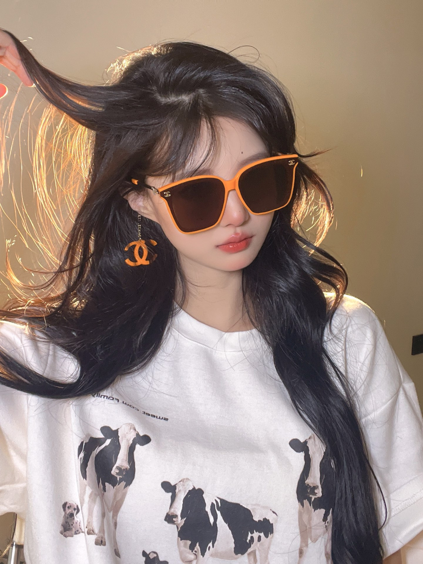 Kính Chanel Siêu Cấp Sunglasses Màu Cam