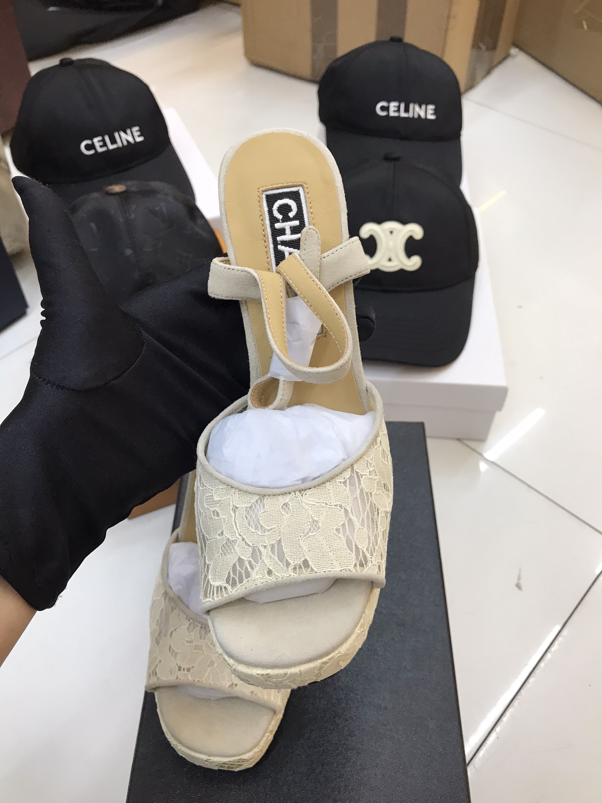 Giày Cao Gót Chanel Sandal Siêu Cấp Màu Trắng Size 35