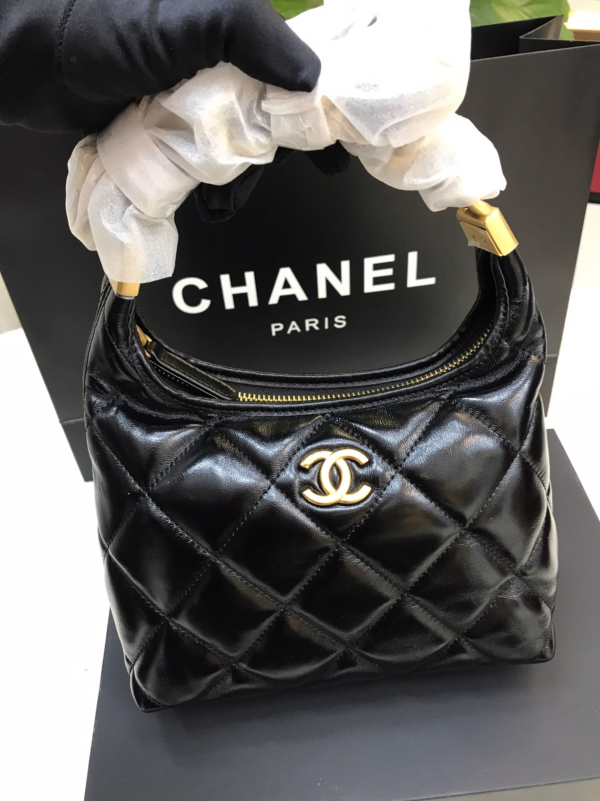 Túi Chanel Hobo Bag Black Vip Size 22cm