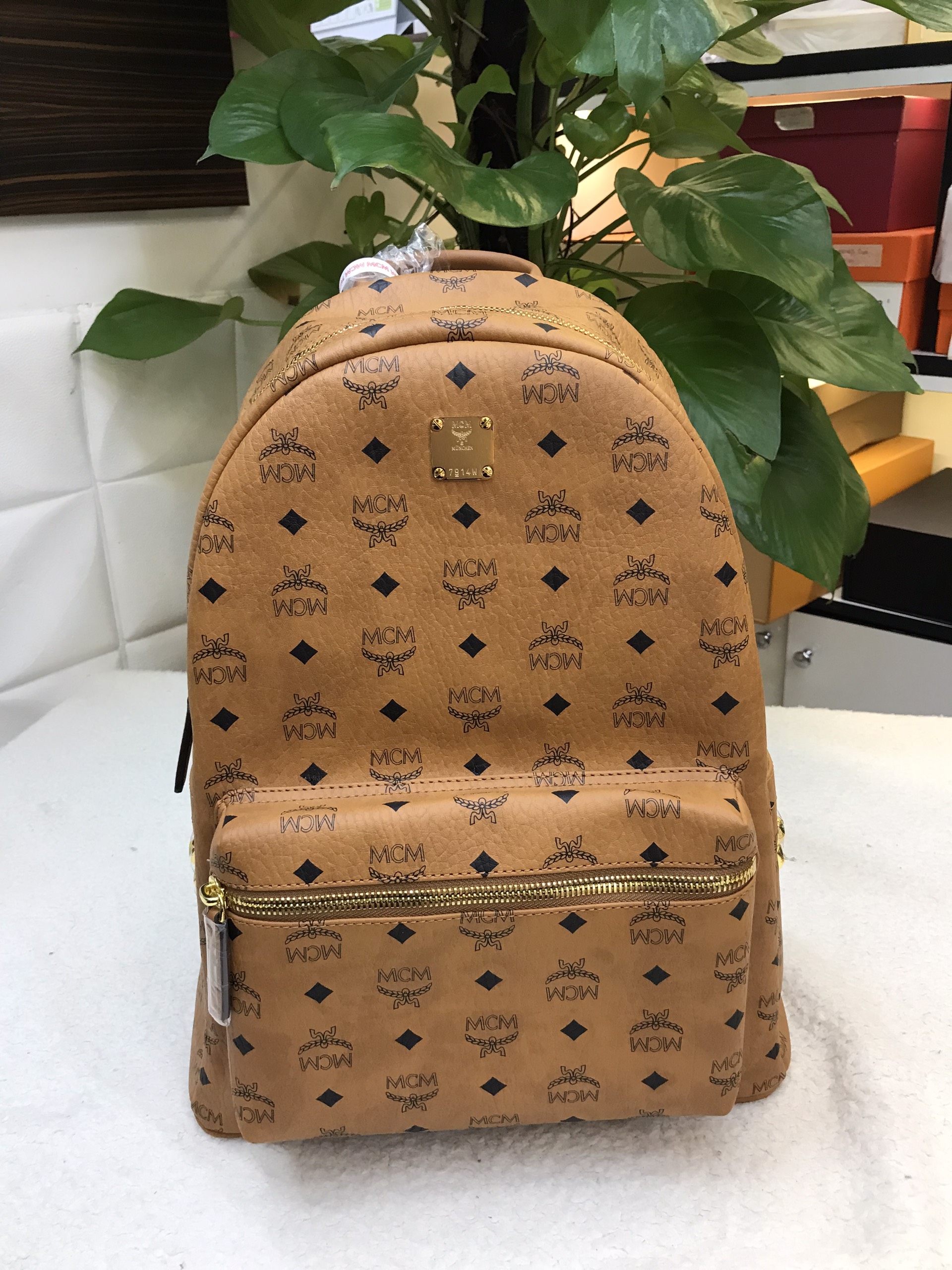 Balo MCM Stark Side Studs Backpack In Visetos Size 41cm