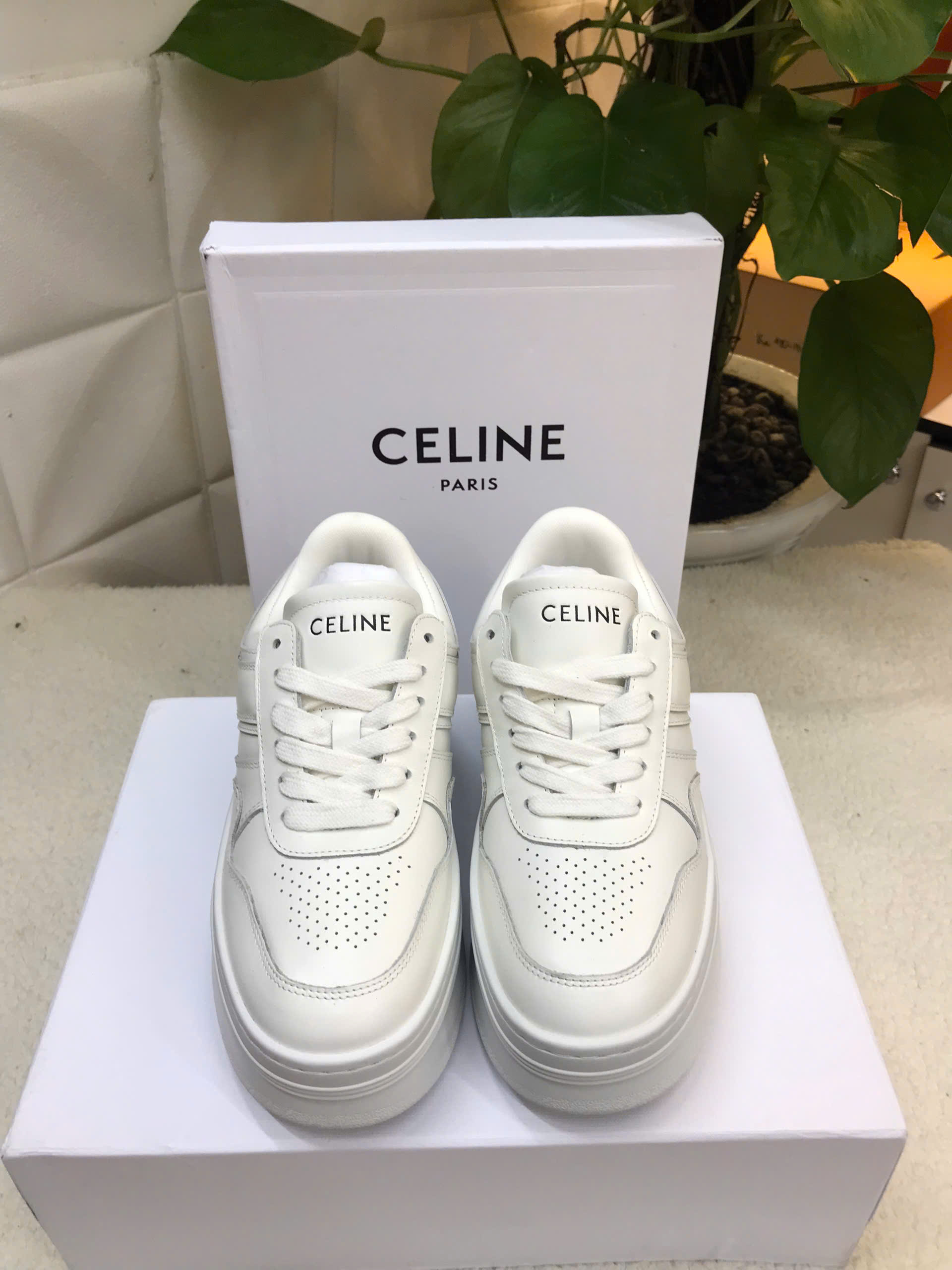 Giày Celine Block Sneakers With Wedge Outsole In Calfskin Siêu Cấp Size 35