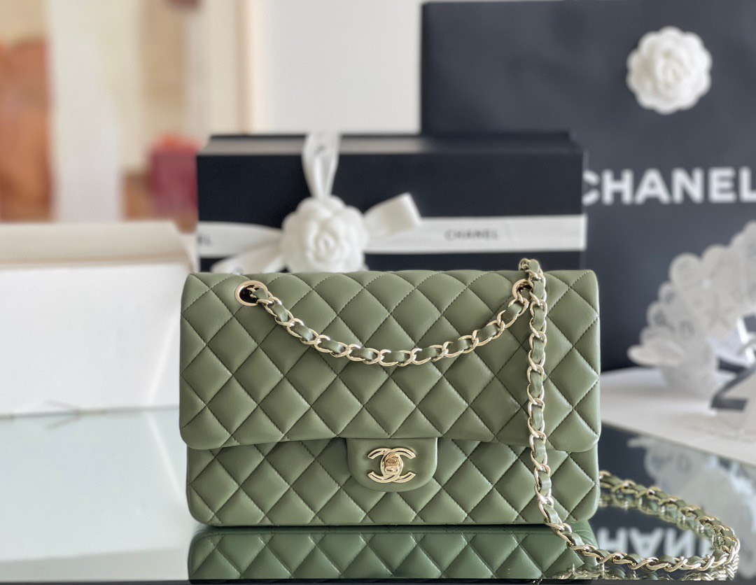 Túi Xách Chanel Classic Vip Màu Xanh Da Lì SIze 26cm
