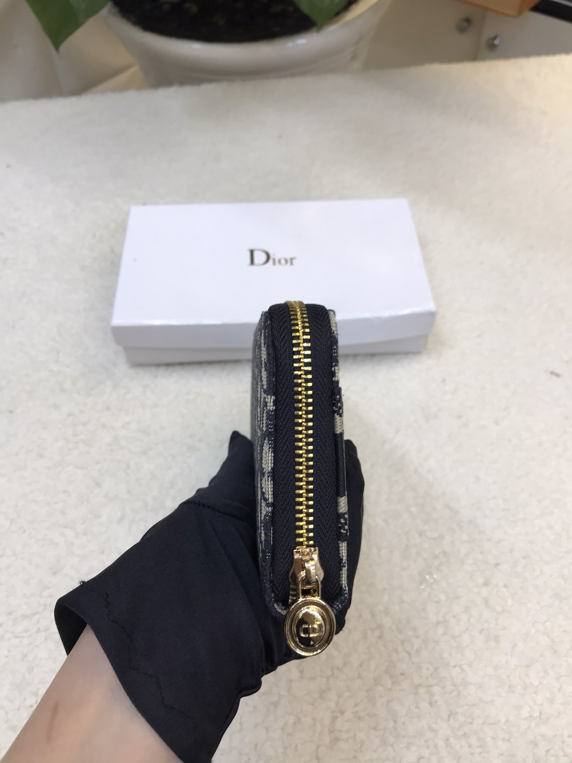 Ví Dior Zipped Long Wallet Super Màu Xanh Đen