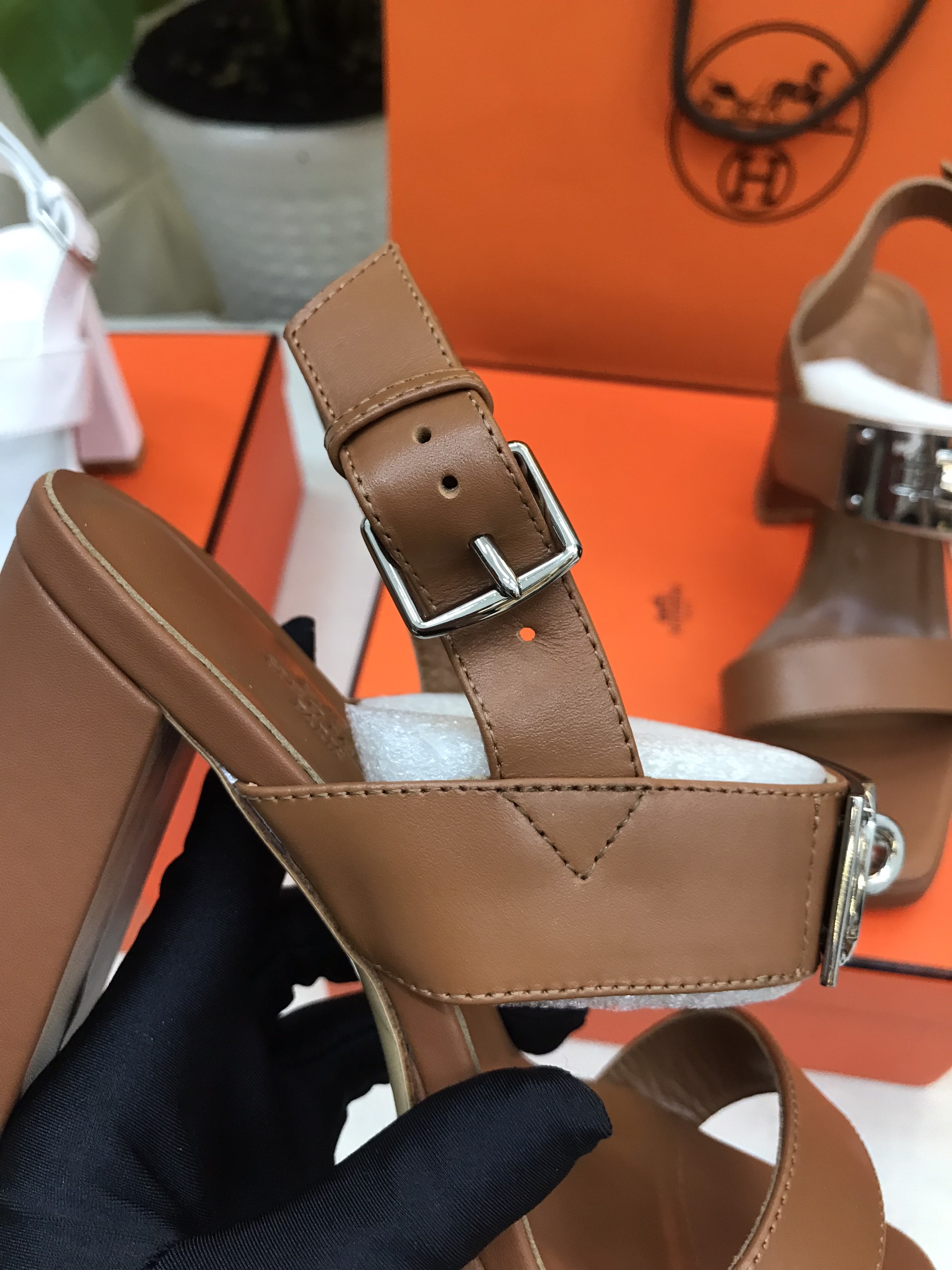 Giày Hermes Ilona 90 Sandal Siêu Cấp Màu Nâu Size 39