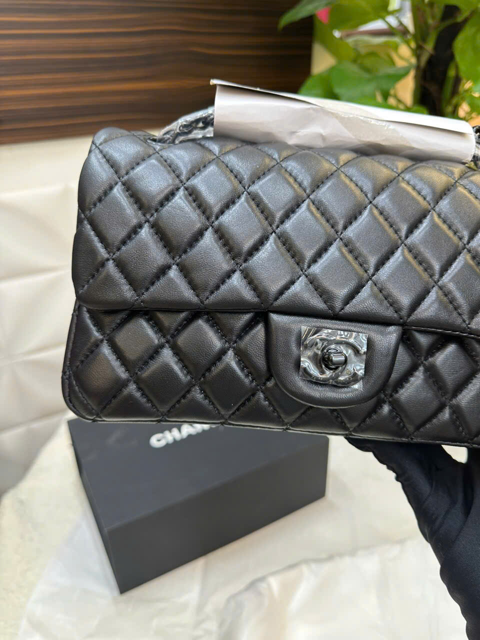 Túi Chanel Classic Flap Super Màu Đen Khóa Đen Size 25cm