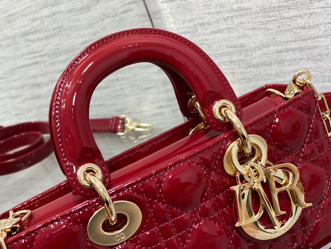 Túi Xách Dior Lady D-joy Vip Da Bóng Màu Đỏ Size 26cm