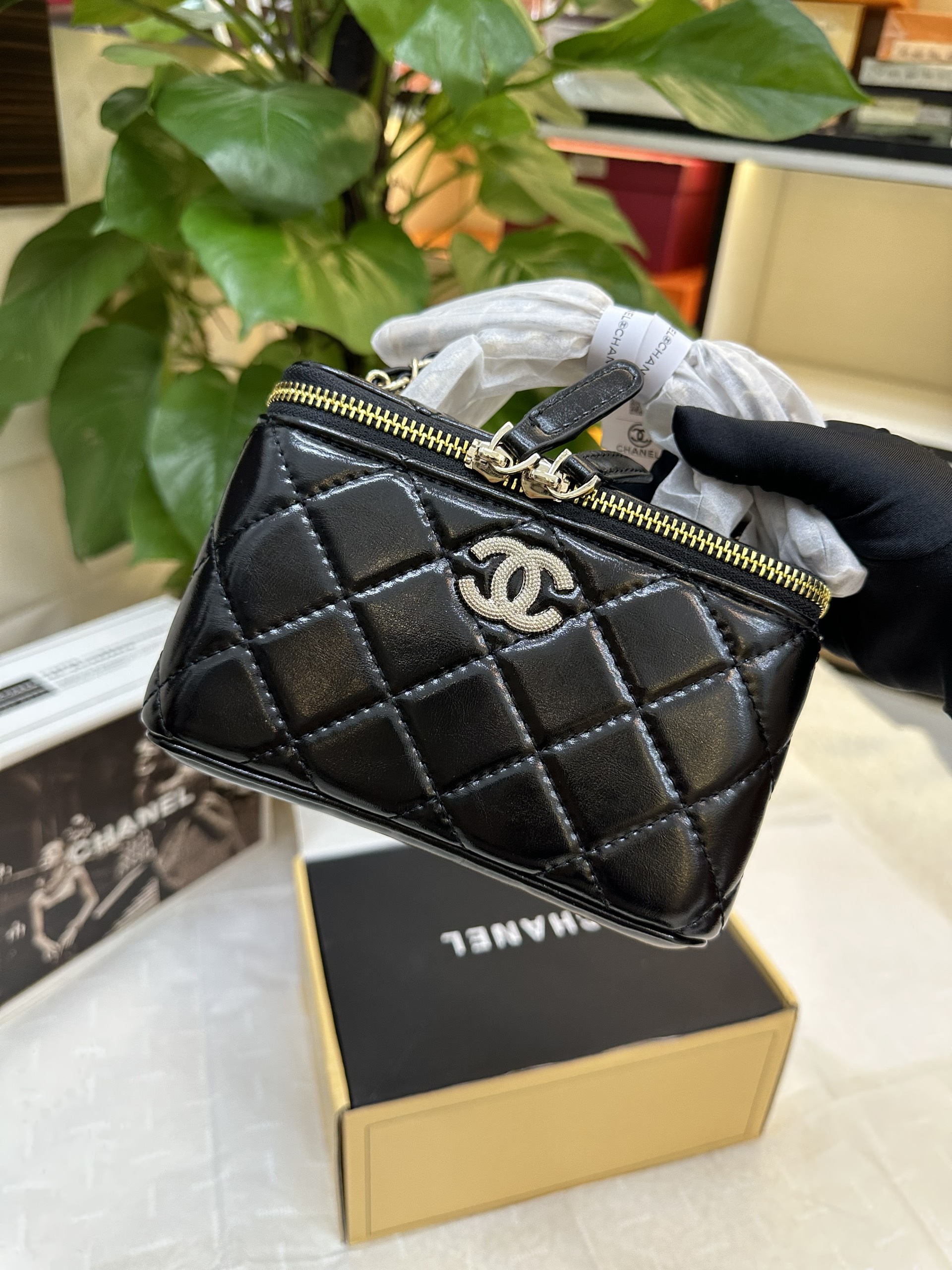 Túi Chanel Vanity Super Màu Đen Size 17cm