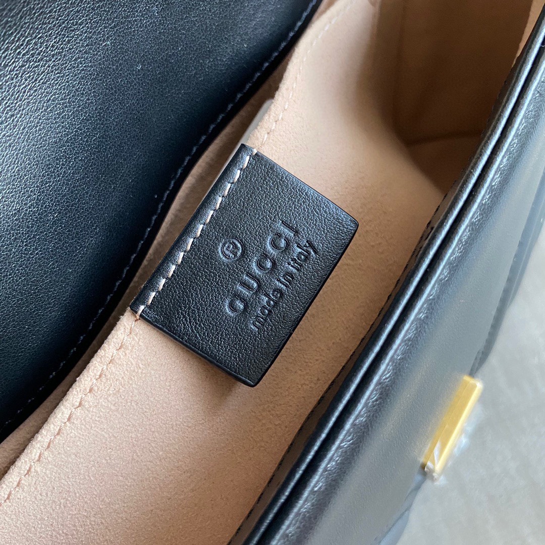 Túi Xách Gucci Marmont Siêu Cấp Gold Lock In Black Size 23cm 520534