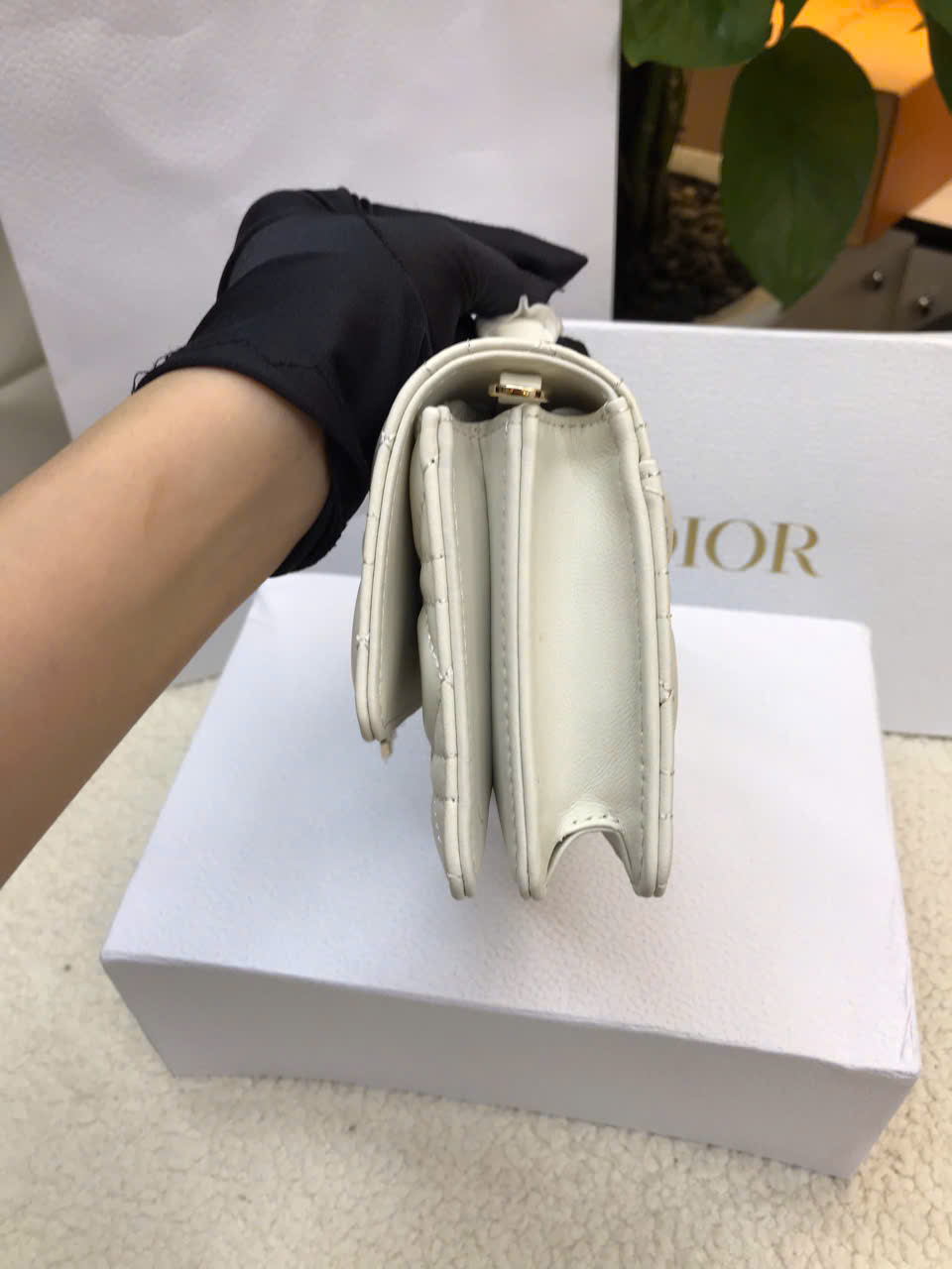 Túi My Dior Mini Bag Latte Cannage Lambskin White Super Size 21cm