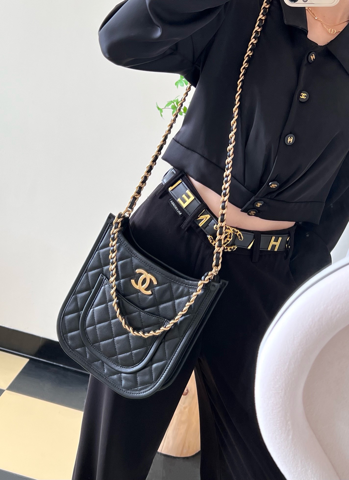 Túi Chanel Hobo Super Màu Đen Size 22cm