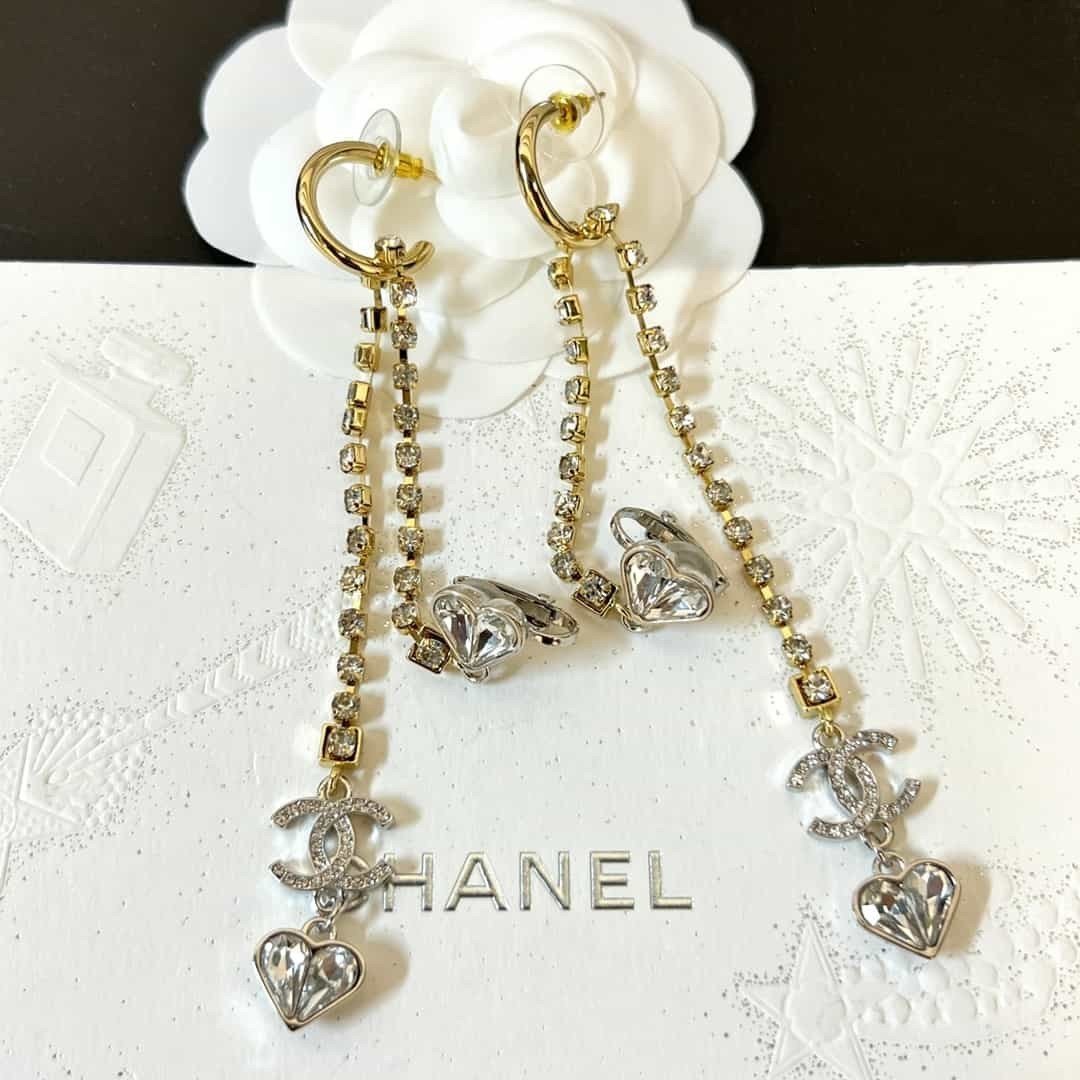 Bông Tai Chanel Kim Cương Siêu Cấp Trái Tim C2 Full Box
