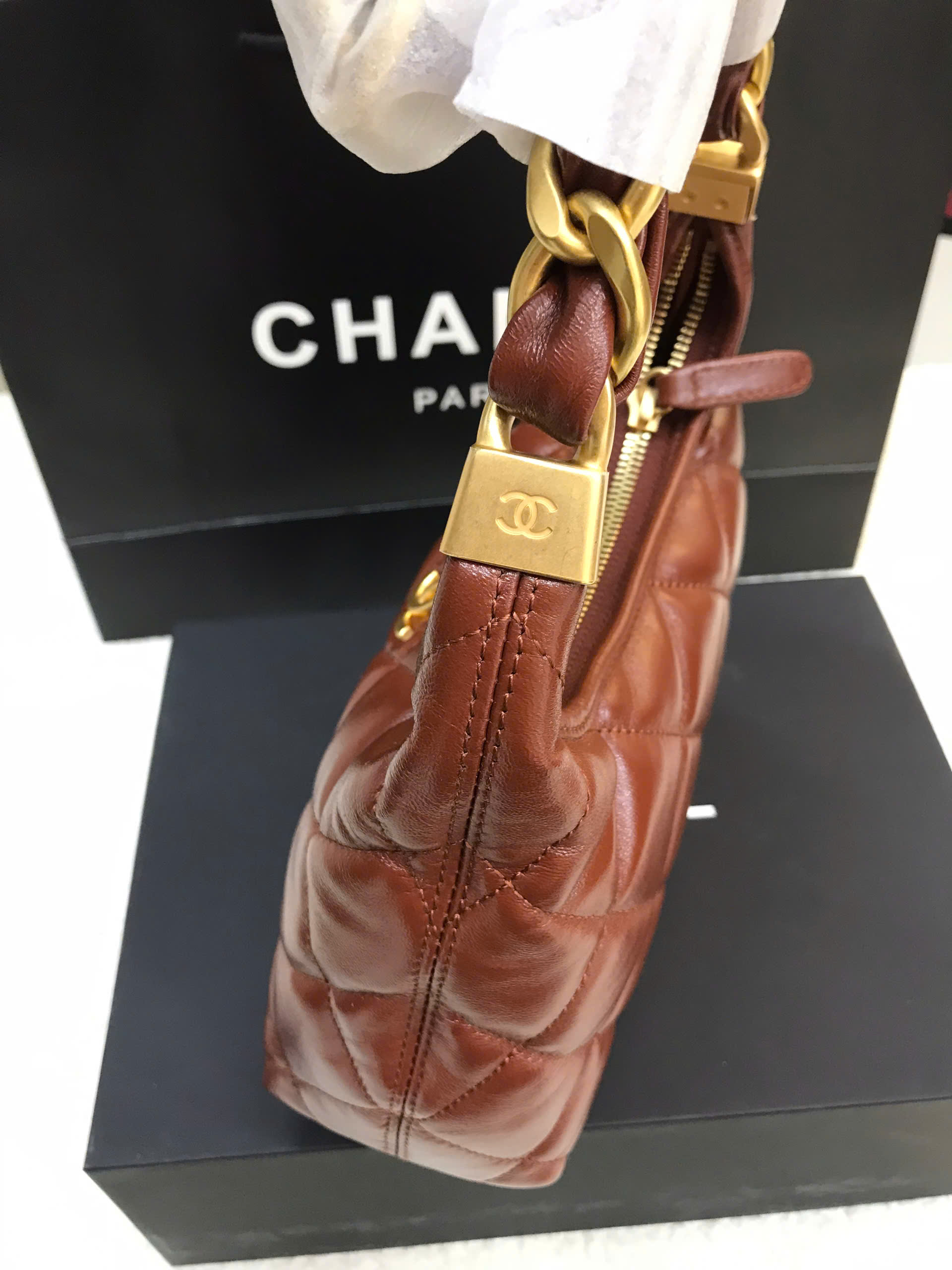 Túi Chanel Hobo Bag Brown Vip Size 22cm