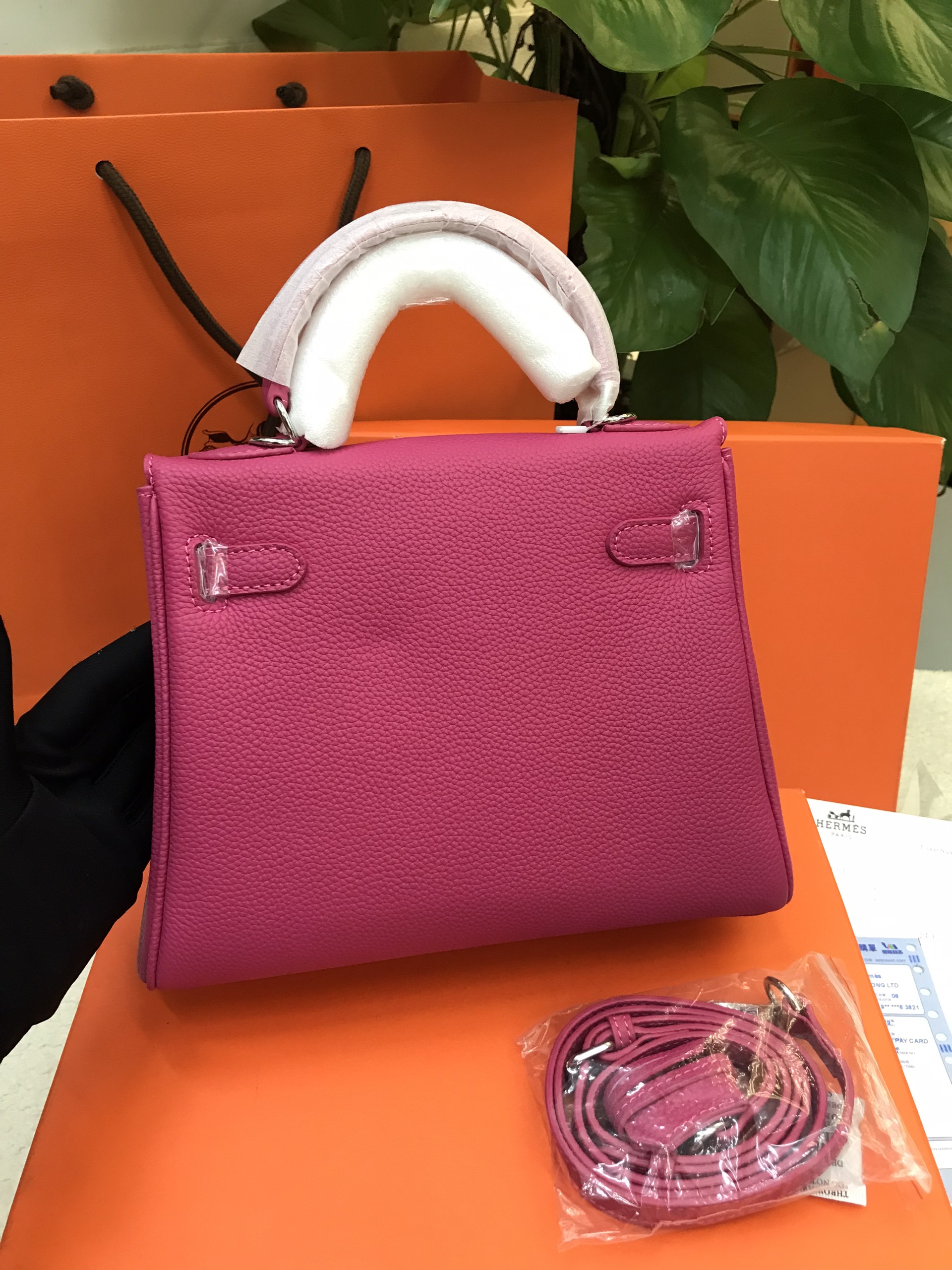 Túi Hermes Kelly 25 Da Mềm Màu Hồng Khóa Bạc Size 25cm