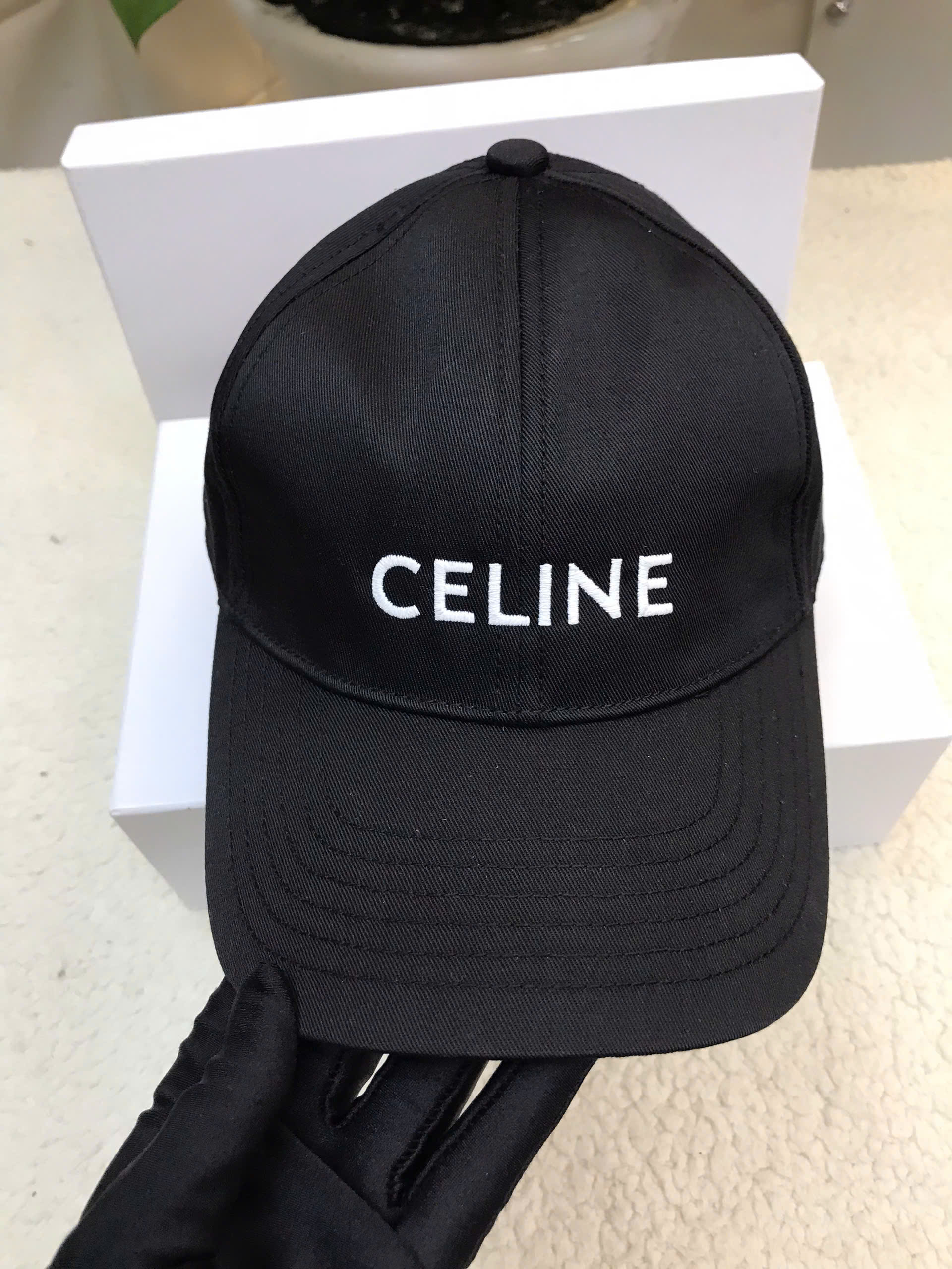 Mũ Celine Baseball Cap In Cotton Black Siêu Cấp