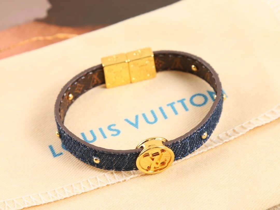 Vòng Tay Louis Vuitton Dây Da Denim Siêu Cấp Full Box