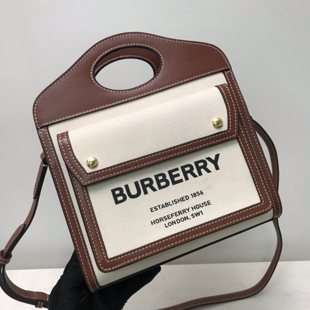 Túi Xách Burberry Siêu Cấp Mini Pocket Tote Màu Nâu Size 23*6*26.5cm