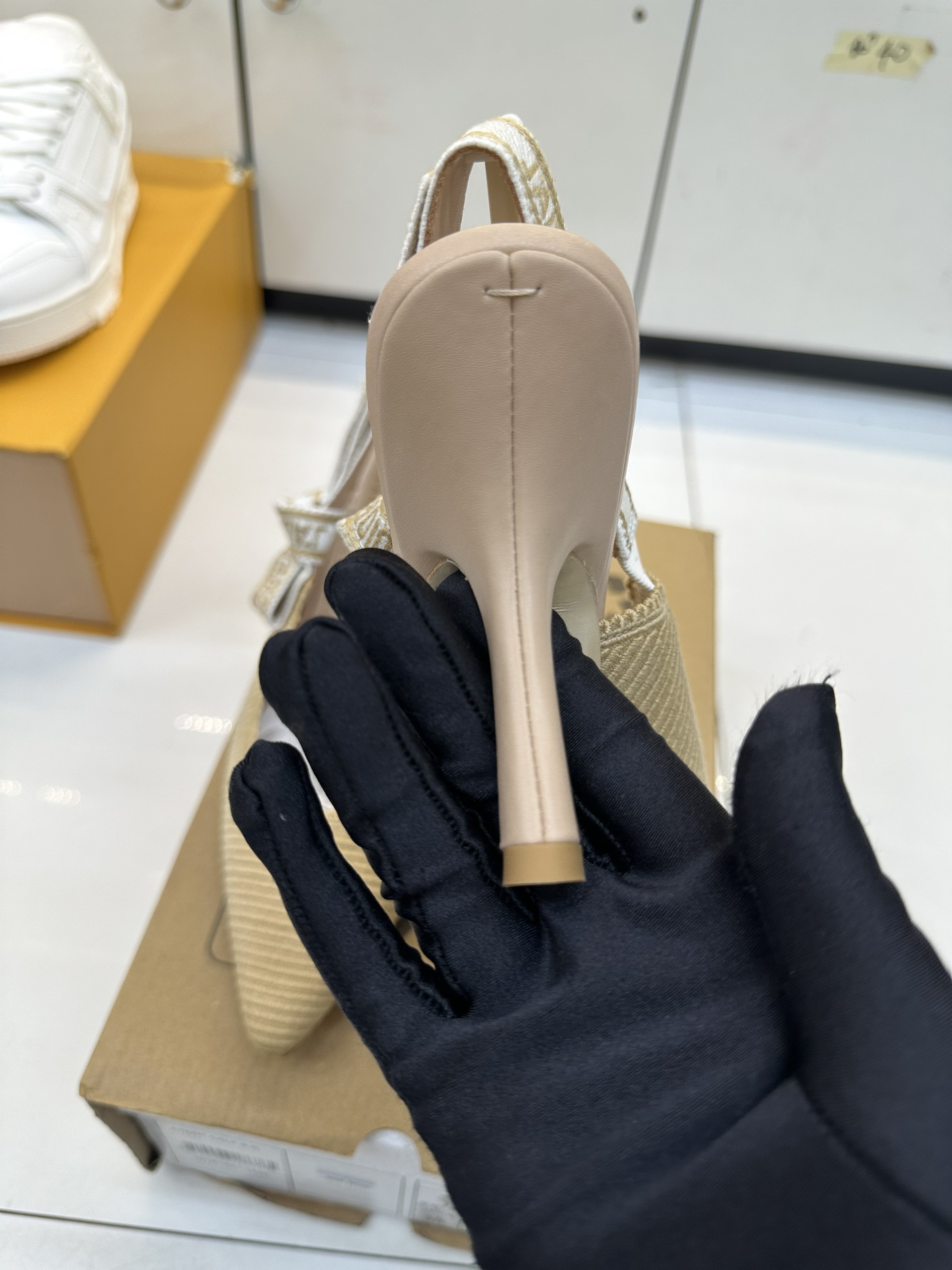 Giày Dior J dior Slingback Pump Nude Technical Fabric  Siêu Cấp Heel 10cm