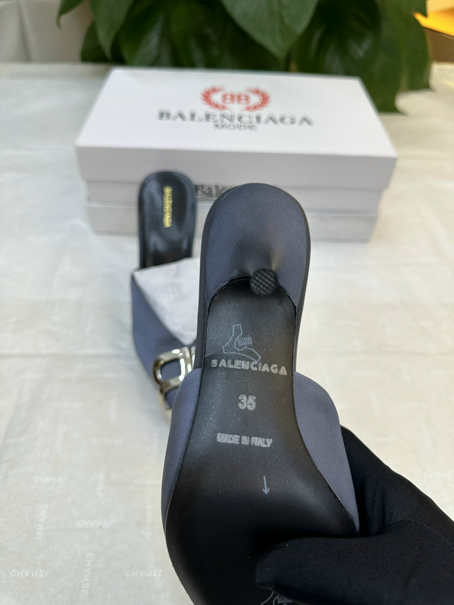 Giày Balenciaga Outlet Bb Mules Women Siêu Cấp Màu Xám Size 35