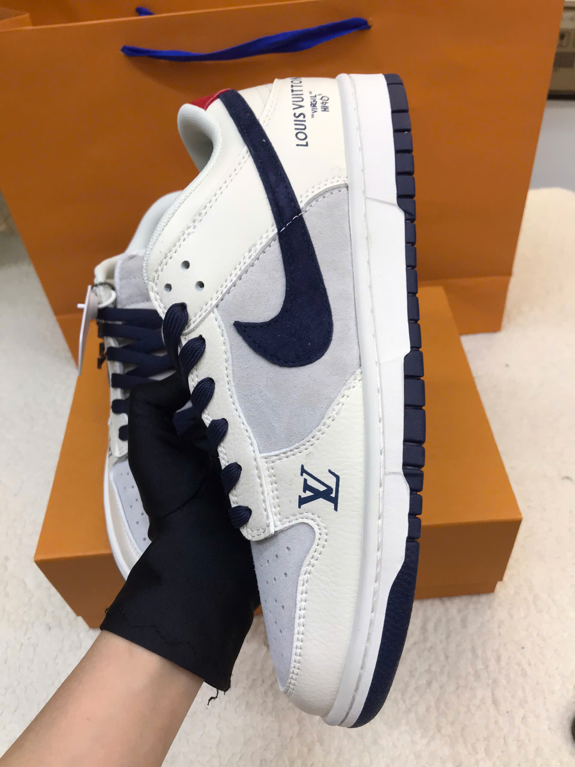 Giày LV × Nike Louis Vuitton x Nike Dunk SB Low Siêu Cấp Màu Đen Size 43