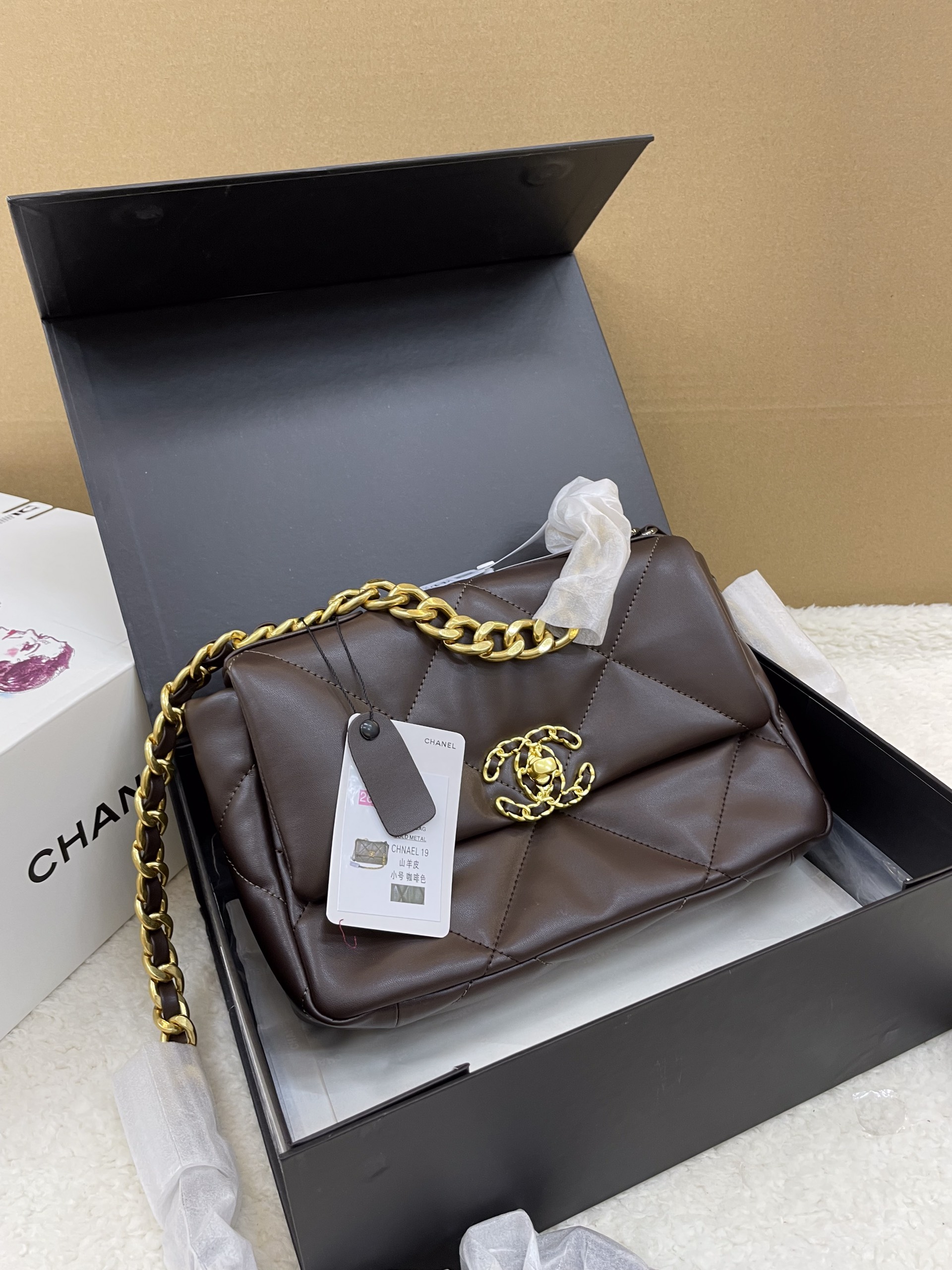 Túi Xách Chanel 19 Super Màu Nâu Size 26cm Full Box