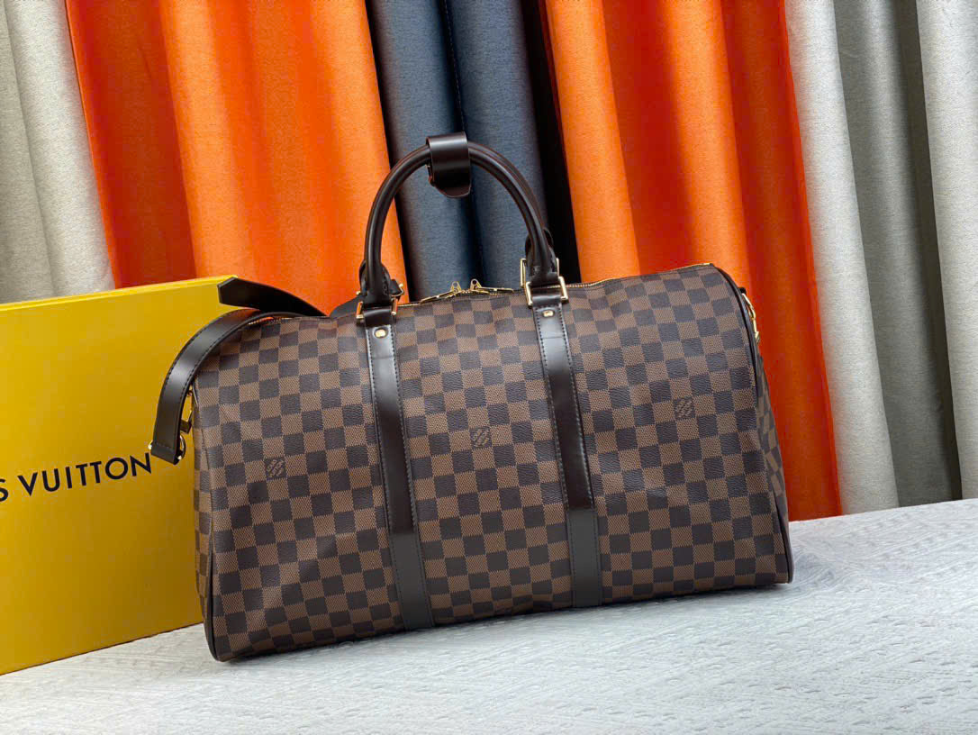 Túi Du Lịch LV Keepall Damier Graphite Ô Nâu Size 50cm N41414