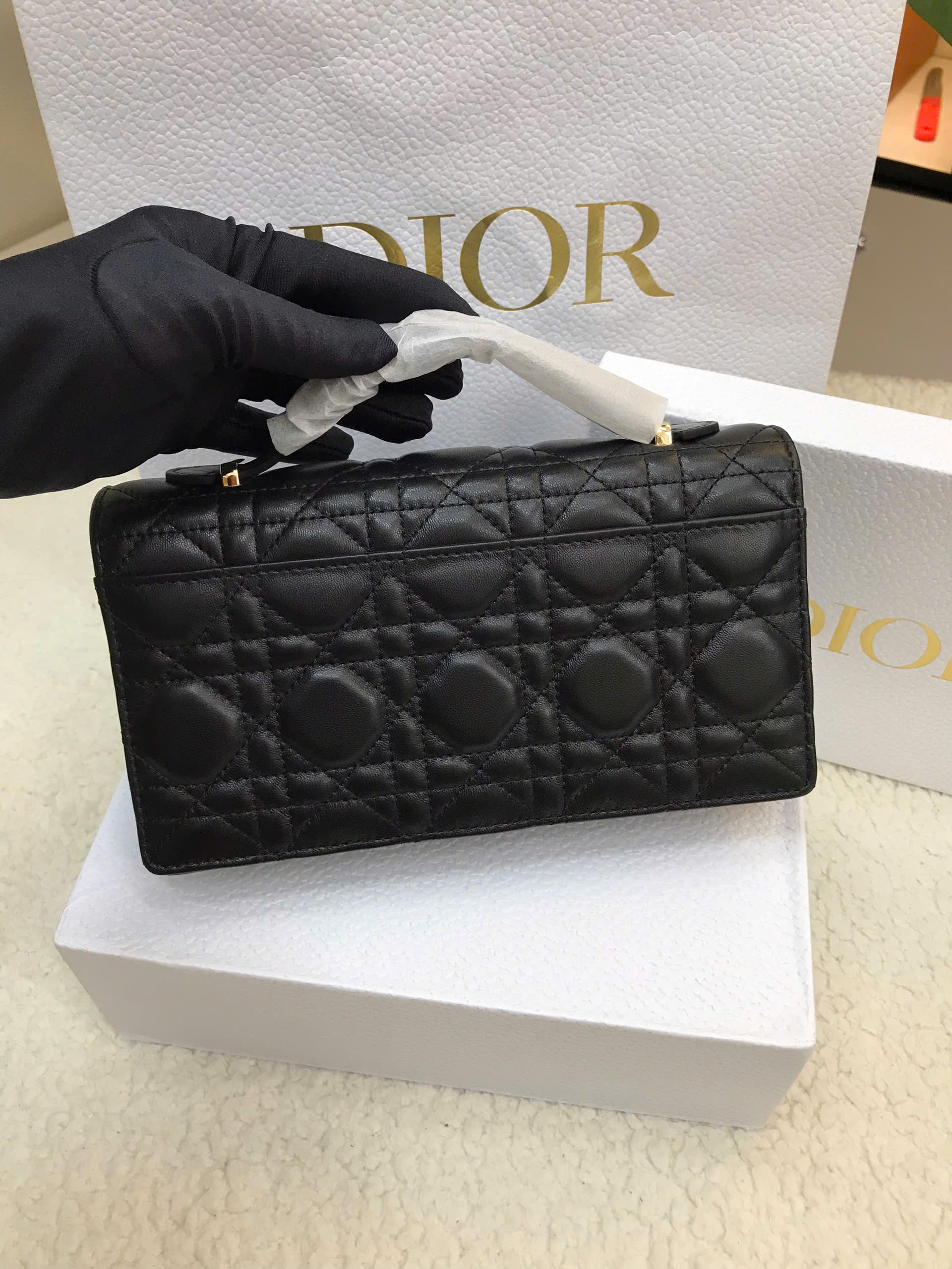 Túi My Dior Mini Bag Black Cannage Lambskin Siêu Cấp Màu Đen Size 21cm