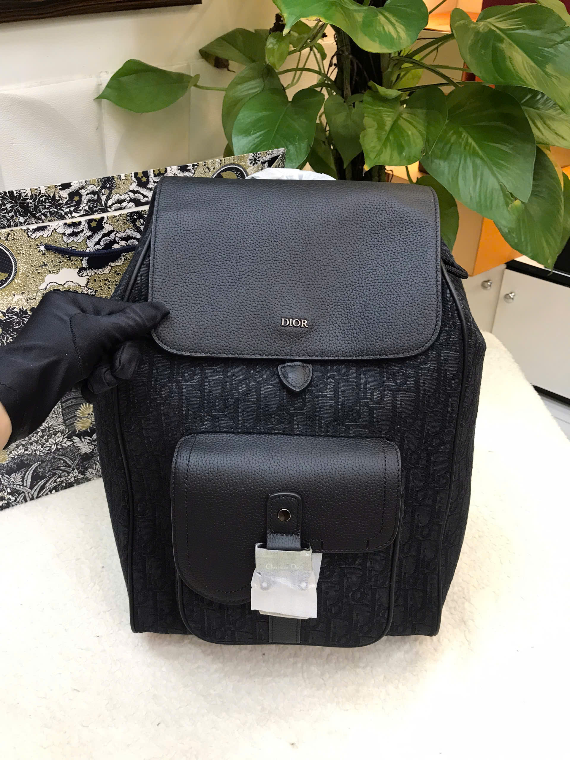 Balo Dior Saddle Backpack with Flap Siêu Cấp Màu Đen Size 40cm