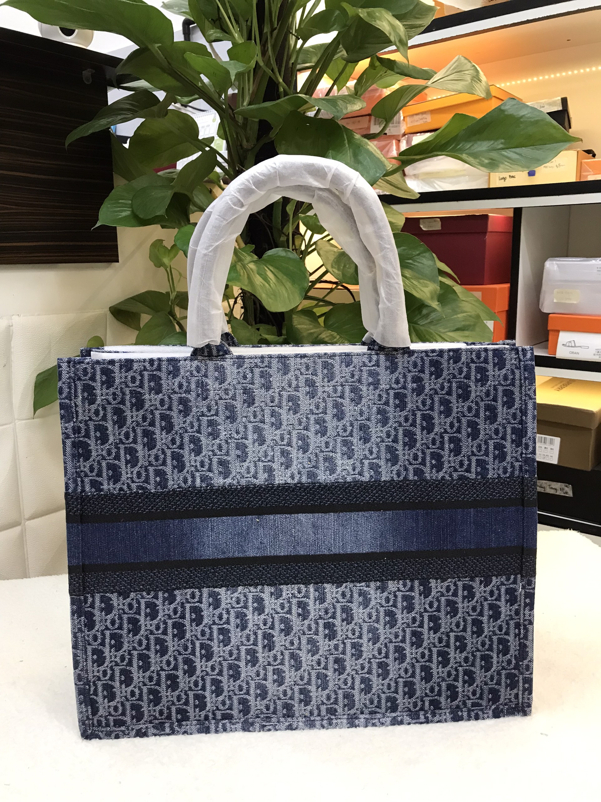 Túi Large Dior Book Tote Blue Denim Dior Oblique Jacquard Siêu Cấp SIze 42cm